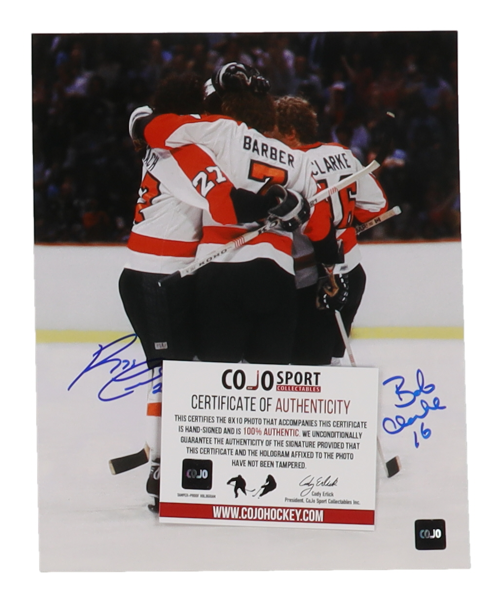 Reggie Leach, Bobby Clarke & Bill Barber Signed Flyers 8x10 Photo (COJO) at PristineAuction.com Reggie Leach, Bobby Clarke & Bill Barber Signed Flyers 8x10 Photo (COJO) at PristineAuction.com