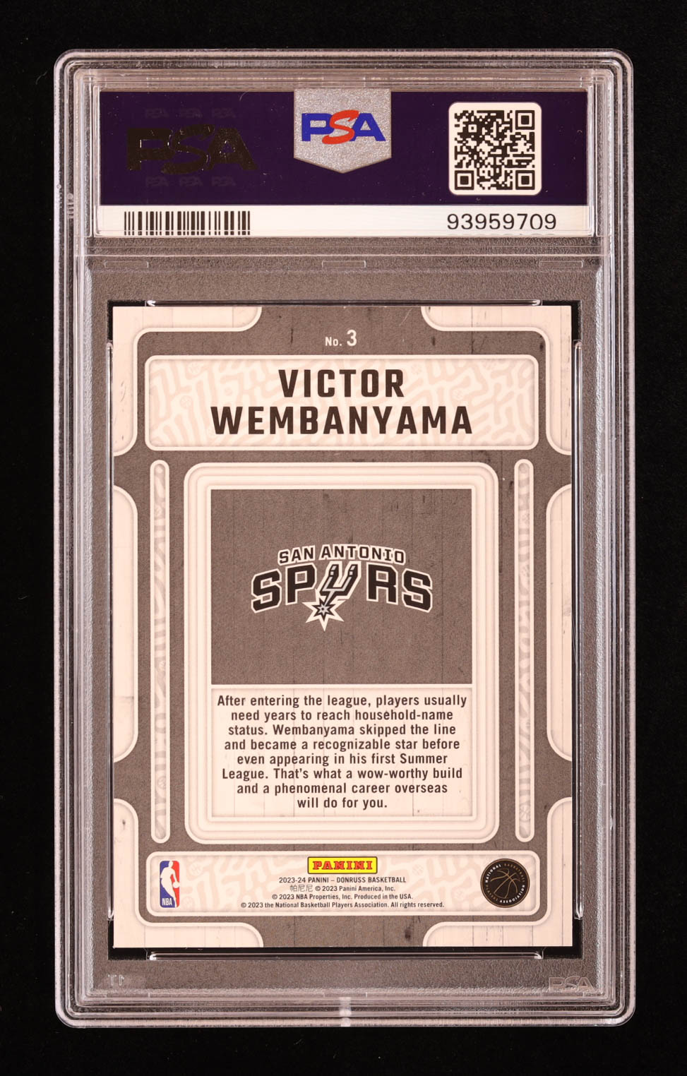 Victor Wembanyama 2023-24 Donruss Hardwood Masters #3 RC (PSA 10) at PristineAuction.com Victor Wembanyama 2023-24 Donruss Hardwood Masters #3 RC (PSA 10) at PristineAuction.com