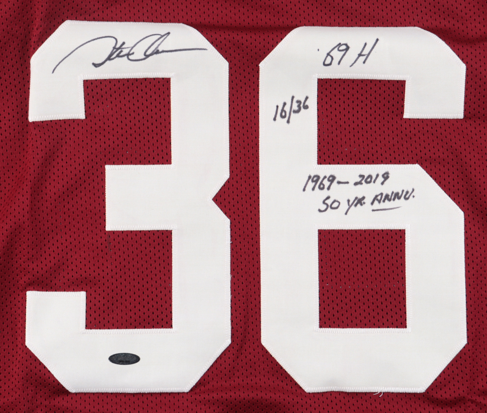 Steve Owens Signed LE Jersey Inscribed "69 H" & "1969-2019 50 Yr Anniv" (TriStar) at PristineAuction.com Steve Owens Signed LE Jersey Inscribed "69 H" & "1969-2019 50 Yr Anniv" (TriStar) at PristineAuction.com