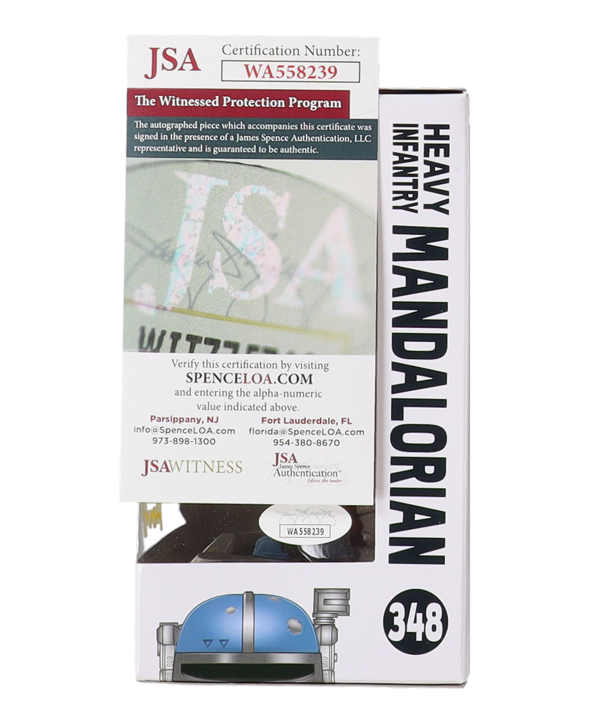 Tait Fletcher Signed "Star Wars: The Mandalorian" #348 Heavy Infantry Mandalorian Funko Pop! Vinyl Figure Inscribed "Hold The Line.. This Is The Way!!" & "Heavy" (JSA) at PristineAuction.com Tait Fletcher Signed "Star Wars: The Mandalorian" #348 Heavy Infantry Mandalorian Funko Pop! Vinyl Figure Inscribed "Hold The Line.. This Is The Way!!" & "Heavy" (JSA) at PristineAuction.com