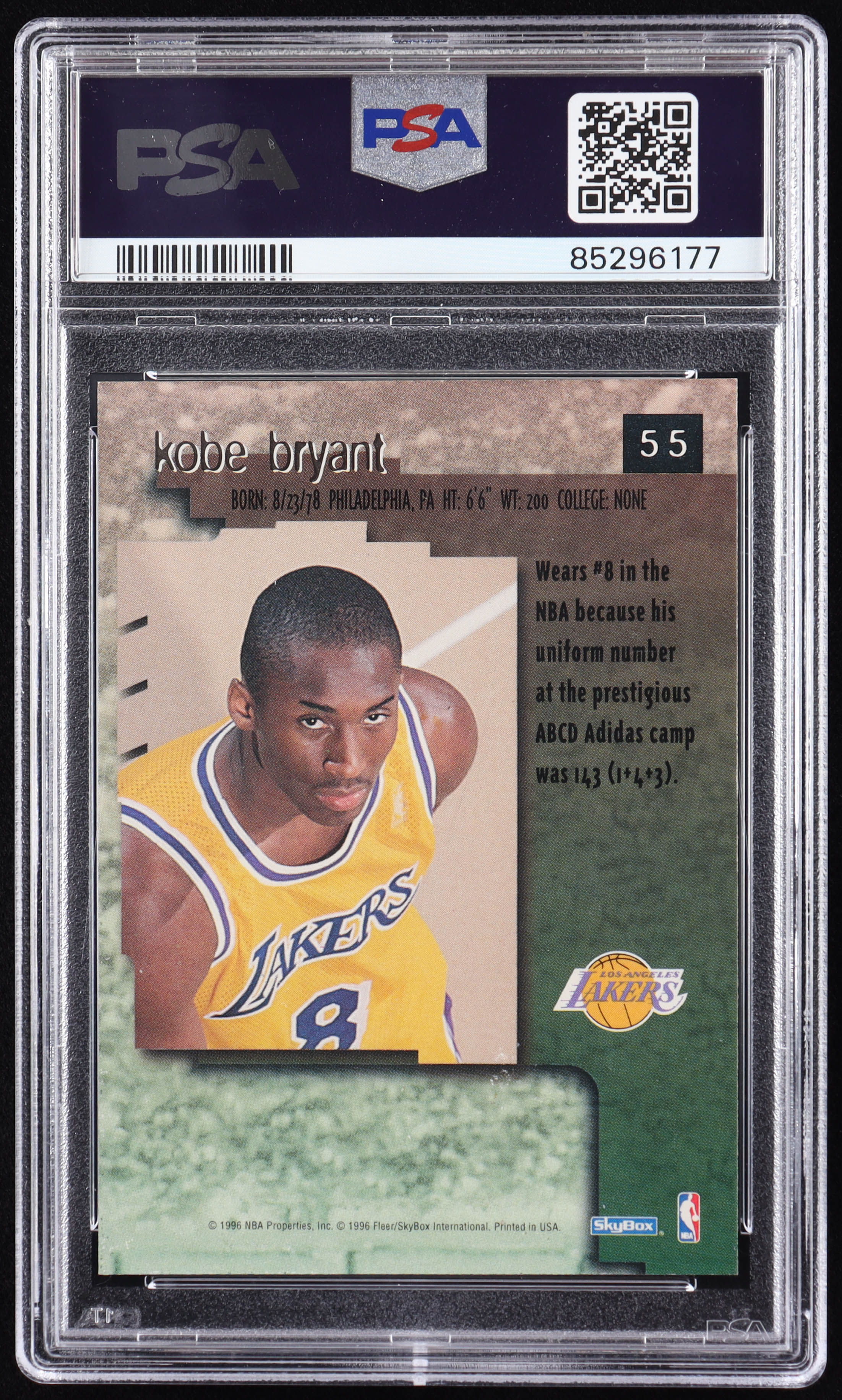 Kobe Bryant 1996-97 SkyBox Premium #55 RC (PSA 8) at PristineAuction.com Kobe Bryant 1996-97 SkyBox Premium #55 RC (PSA 8) at PristineAuction.com