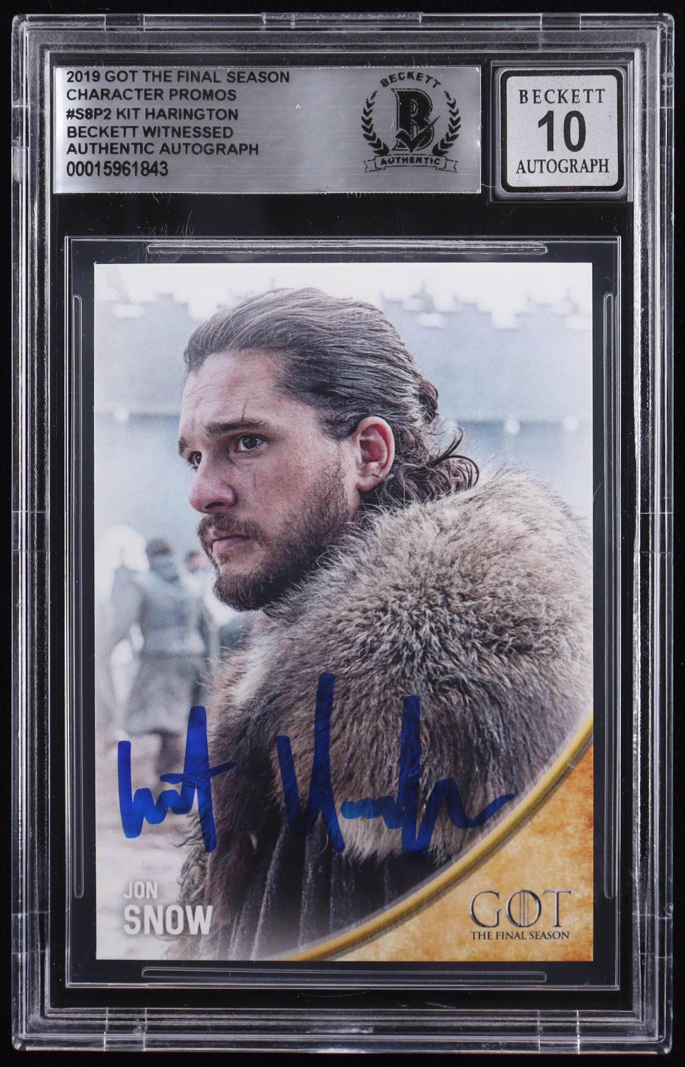 Kit Harington Signed 2019 Game of Thrones The Final Season Character Promos #S8P2 Jon Snow (BGS | Autograph Grade 10) at PristineAuction.com Kit Harington Signed 2019 Game of Thrones The Final Season Character Promos #S8P2 Jon Snow (BGS | Autograph Grade 10) at PristineAuction.com