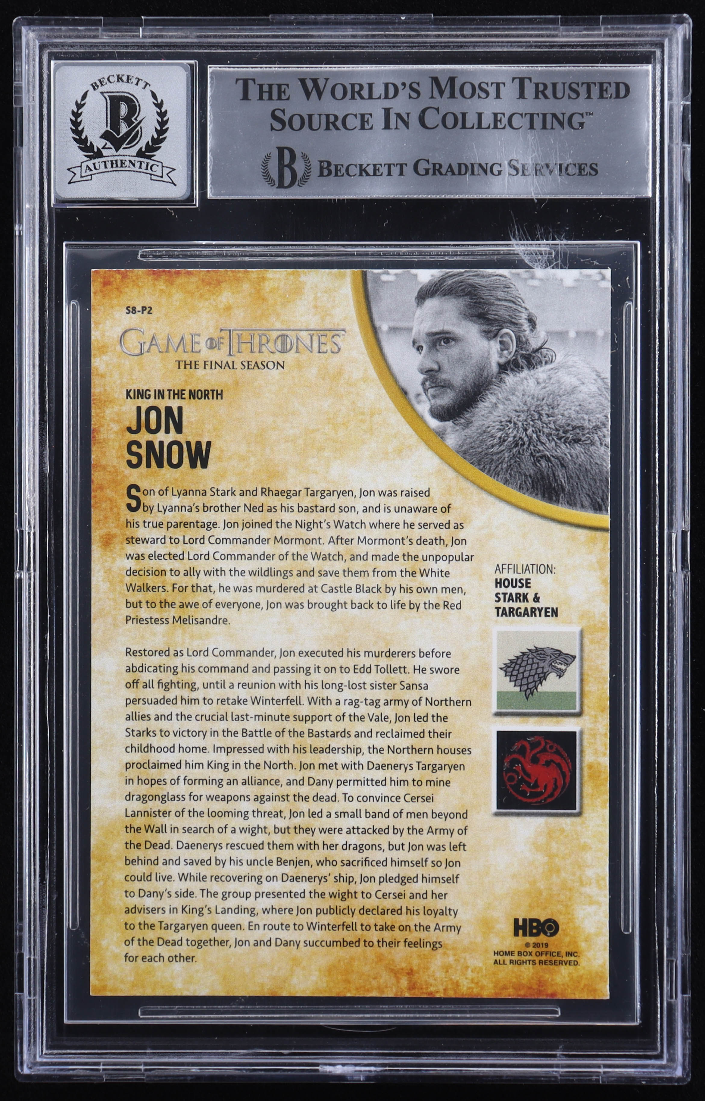 Kit Harington Signed 2019 Game of Thrones The Final Season Character Promos #S8P2 Jon Snow (BGS | Autograph Grade 10) at PristineAuction.com Kit Harington Signed 2019 Game of Thrones The Final Season Character Promos #S8P2 Jon Snow (BGS | Autograph Grade 10) at PristineAuction.com