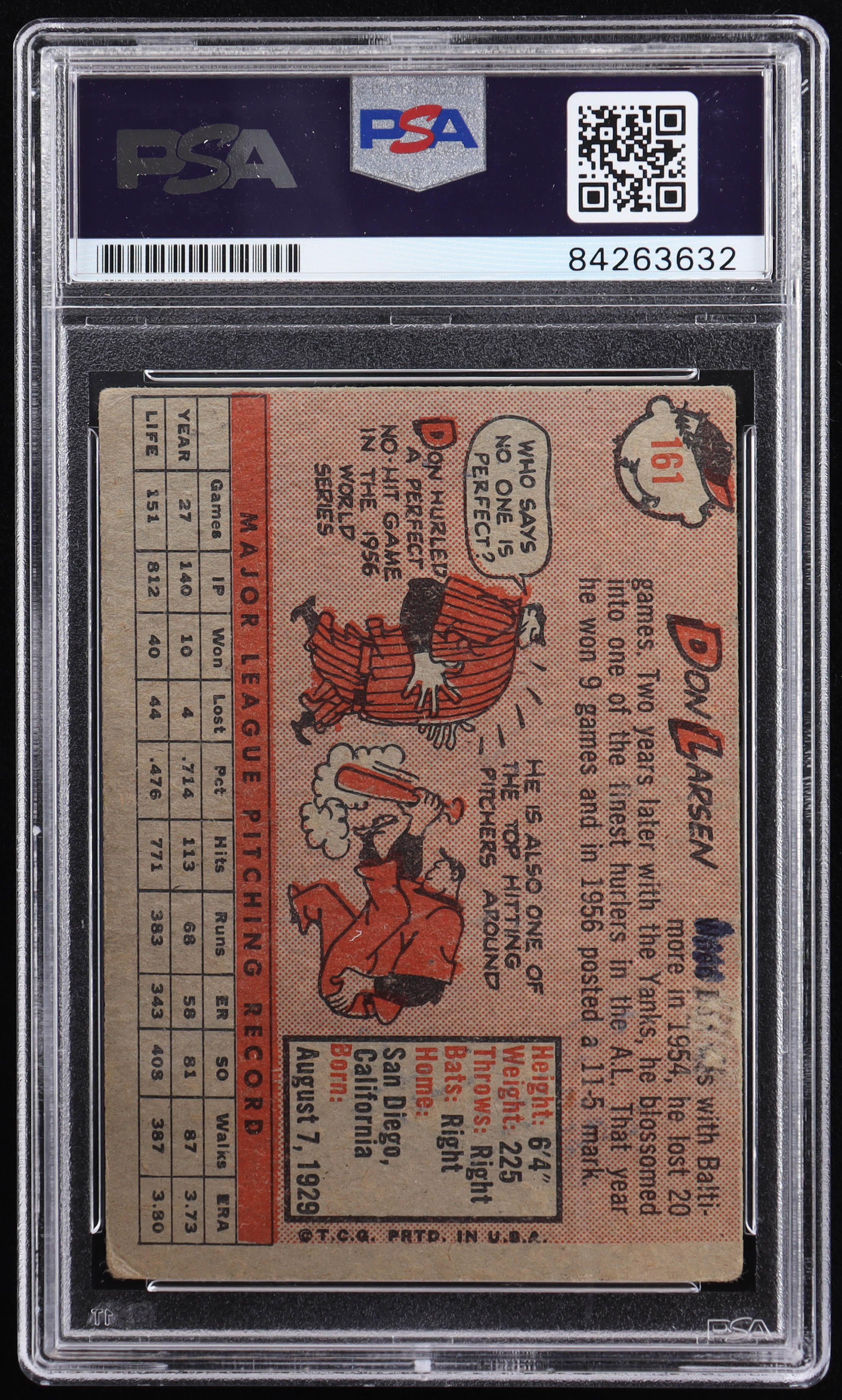 Don Larsen Signed 1958 Topps #161 (PSA) at PristineAuction.com Don Larsen Signed 1958 Topps #161 (PSA) at PristineAuction.com