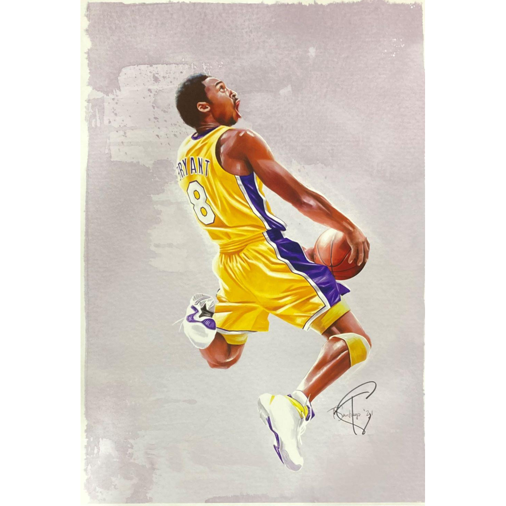 Kobe Bryant Lakers 13x19 Signed Lithograph by Tony Santiago (Sports