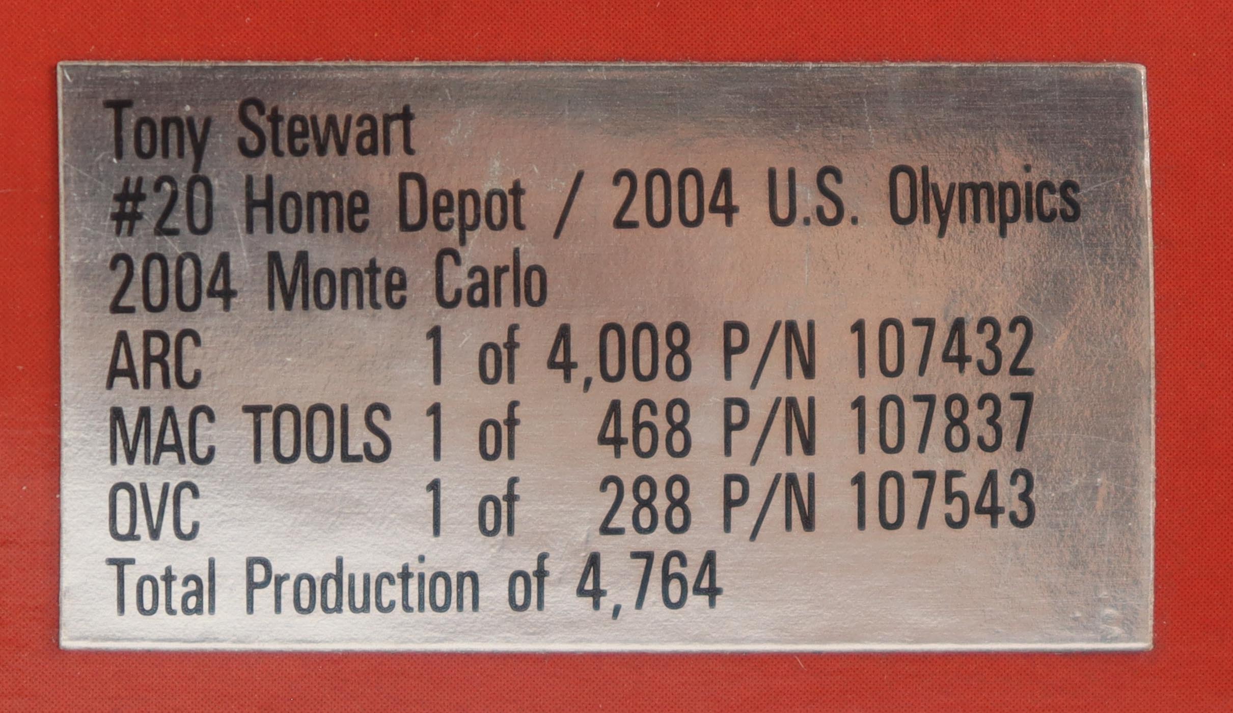 Tony Stewart LE #20 Home Depot / 2004 U.S. Olympics 2004 Monte Carlo 1:24 Die-Cast Car at PristineAuction.com Tony Stewart LE #20 Home Depot / 2004 U.S. Olympics 2004 Monte Carlo 1:24 Die-Cast Car at PristineAuction.com