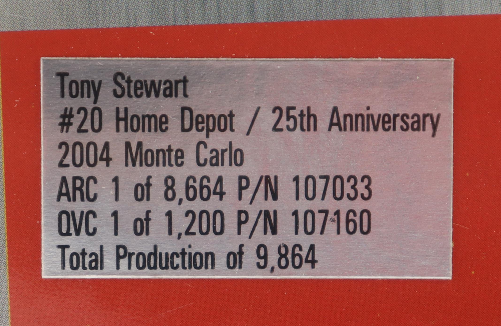 Tony Stewart LE #20 Home Depot 25th Anniversary / 2004 Monte Carlo 1:24 Die-Cast Car at PristineAuction.com Tony Stewart LE #20 Home Depot 25th Anniversary / 2004 Monte Carlo 1:24 Die-Cast Car at PristineAuction.com