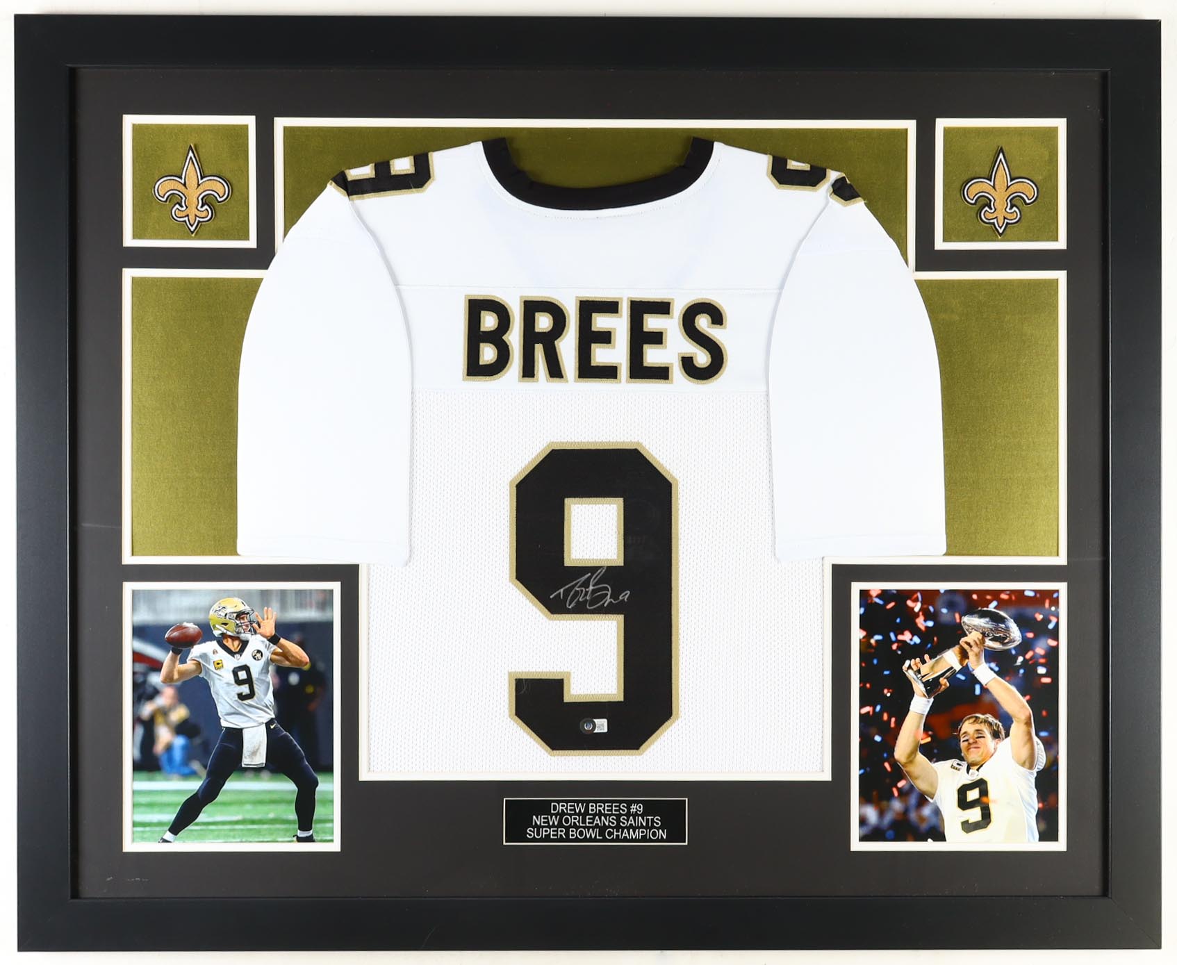 Drew Brees Signed Custom Framed Jersey Display (Beckett) at PristineAuction.com Drew Brees Signed Custom Framed Jersey Display (Beckett) at PristineAuction.com