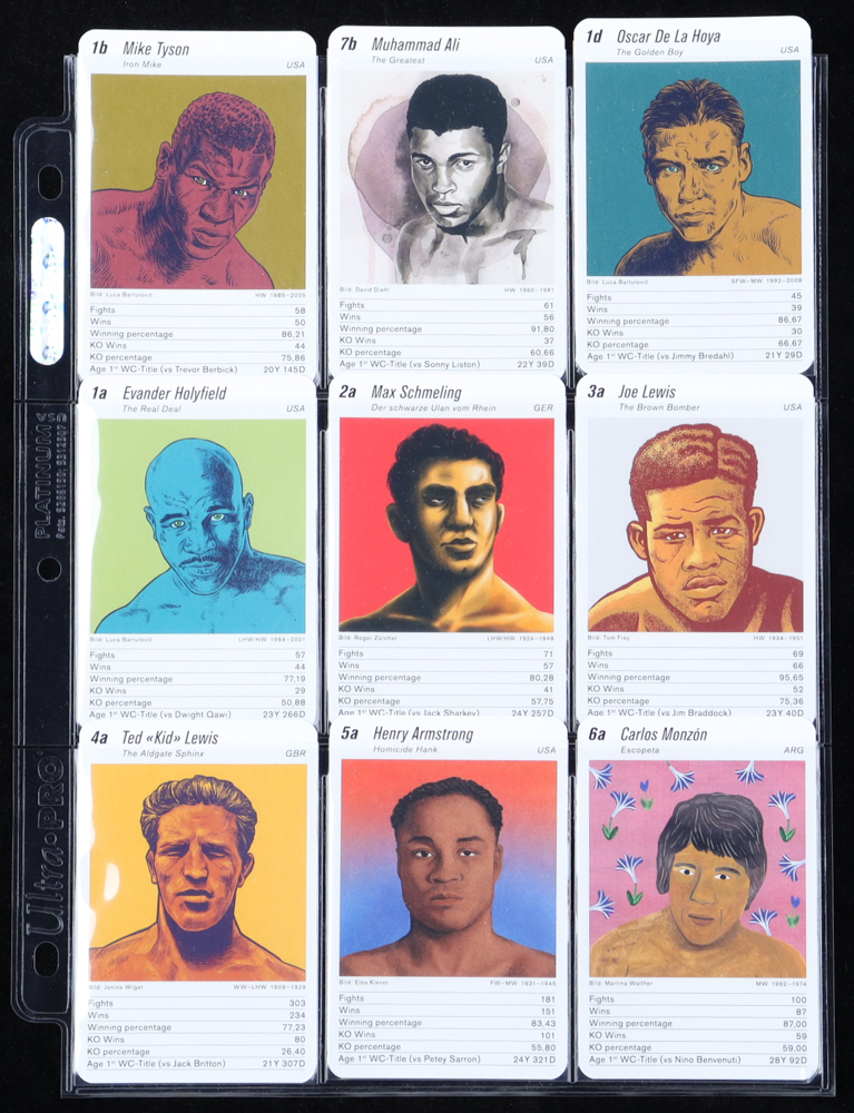 Switzerland Quartet Complete Boxing Set of (40) Cards including Muhammad Ali #7B, Mike Tyson #1B, Oscar De La Hoya #1D, Evander Holyfield #1A at PristineAuction.com Switzerland Quartet Complete Boxing Set of (40) Cards including Muhammad Ali #7B, Mike Tyson #1B, Oscar De La Hoya #1D, Evander Holyfield #1A at PristineAuction.com
