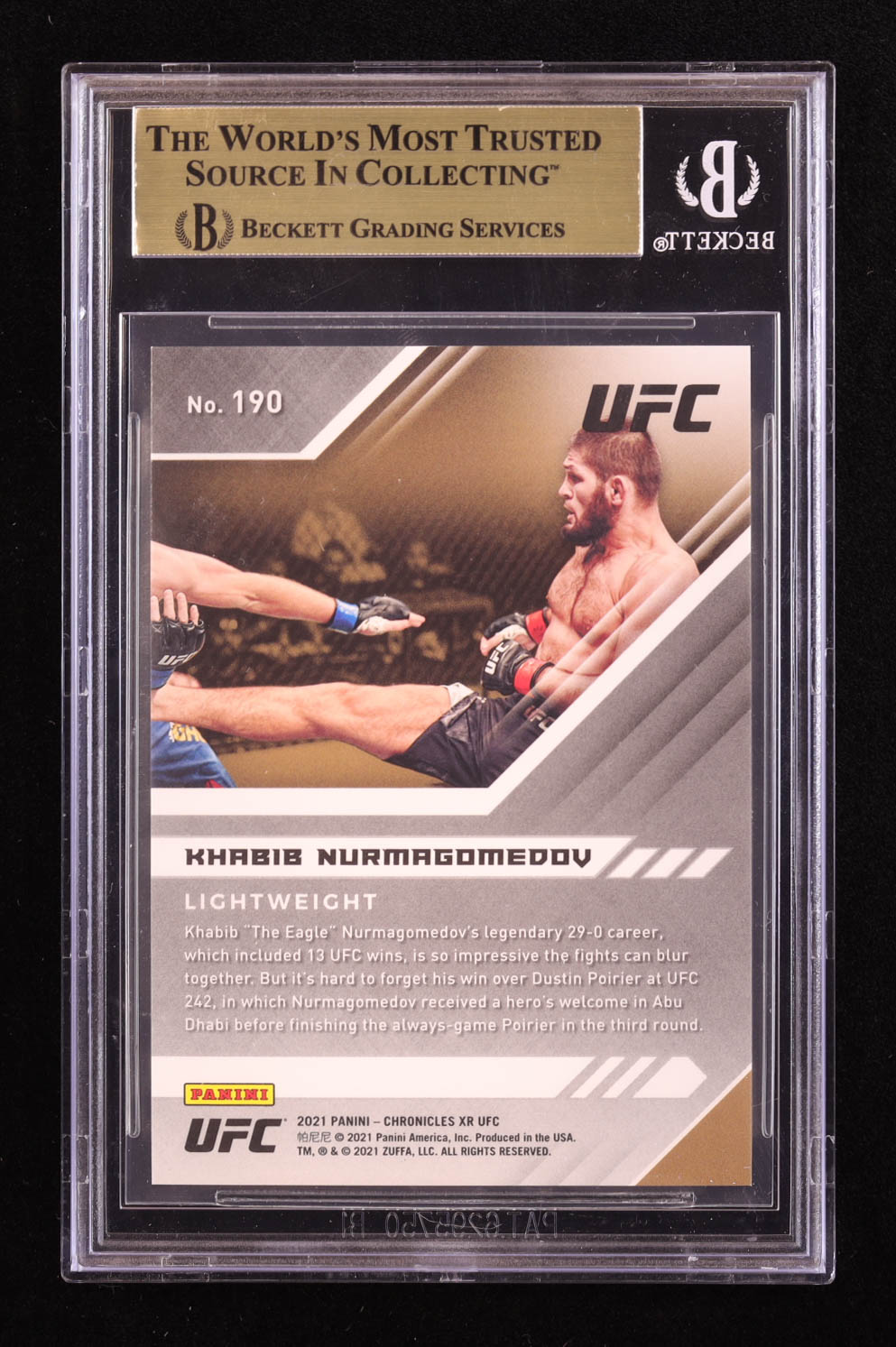 Khabib Nurmagomedov 2021 Panini XR UFC Red #190 #60/149 (BGS 9.5) at PristineAuction.com Khabib Nurmagomedov 2021 Panini XR UFC Red #190 #60/149 (BGS 9.5) at PristineAuction.com
