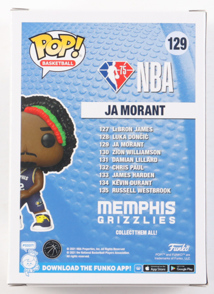 Ja Morant Signed Grizzlies #129 Funko Pop! NBA Vinyl Figure (Beckett) at PristineAuction.com Ja Morant Signed Grizzlies #129 Funko Pop! NBA Vinyl Figure (Beckett) at PristineAuction.com