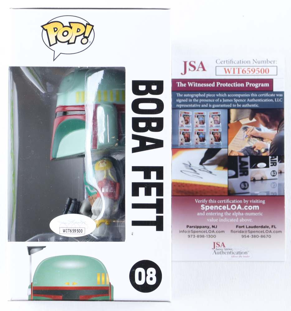 Dickey Beer Signed "Star Wars" #08 Boba Fett Funko Pop! Vinyl Figure Inscribed "Boba Fett" (JSA) at PristineAuction.com Dickey Beer Signed "Star Wars" #08 Boba Fett Funko Pop! Vinyl Figure Inscribed "Boba Fett" (JSA) at PristineAuction.com
