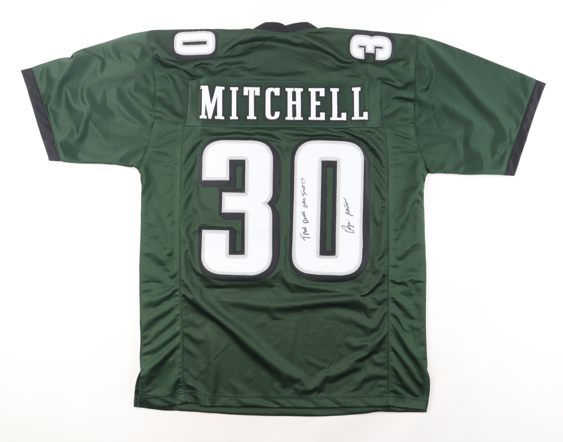 Quinyon Mitchell Signed Jersey Inscribed "That Route Was Trash!!!" (JSA) at PristineAuction.com Quinyon Mitchell Signed Jersey Inscribed "That Route Was Trash!!!" (JSA) at PristineAuction.com