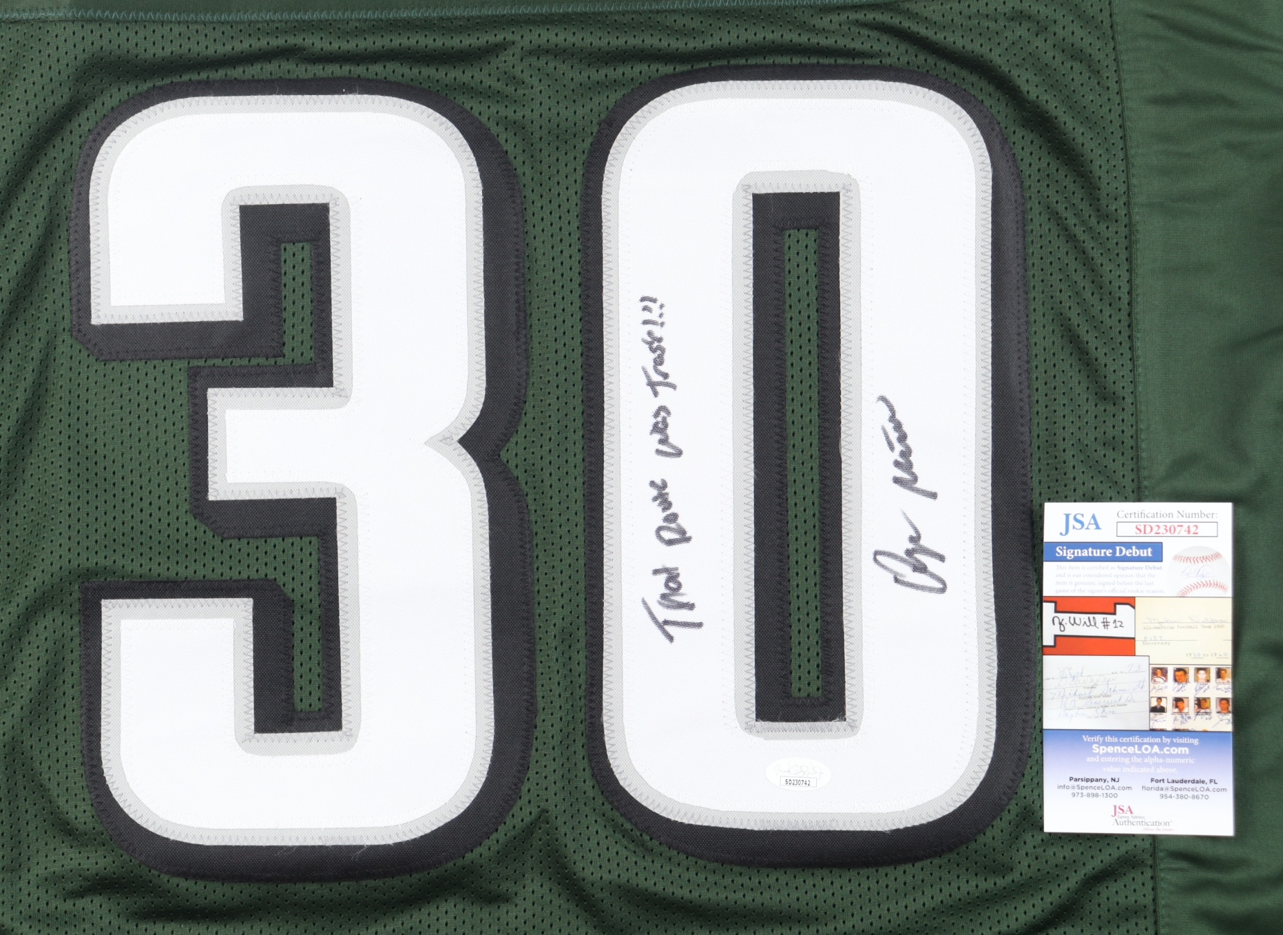 Quinyon Mitchell Signed Jersey Inscribed "That Route Was Trash!!!" (JSA) at PristineAuction.com Quinyon Mitchell Signed Jersey Inscribed "That Route Was Trash!!!" (JSA) at PristineAuction.com