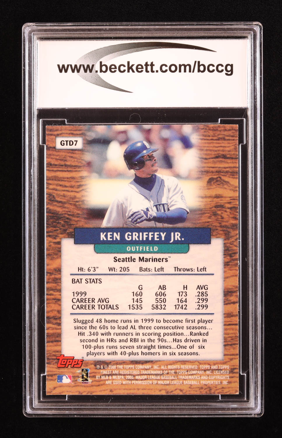 Ken Griffey Jr. 2000 Finest Going the Distance #GTD7 (BCCG 9) at PristineAuction.com Ken Griffey Jr. 2000 Finest Going the Distance #GTD7 (BCCG 9) at PristineAuction.com