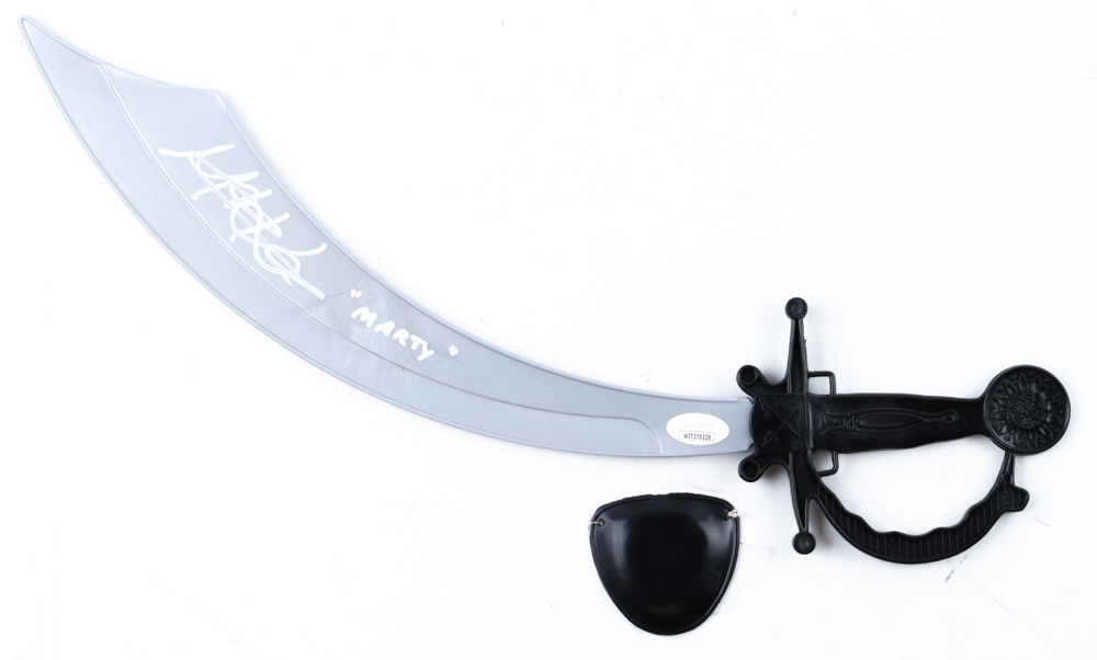 Martin Klebba Signed "Pirates of the Caribbean" Replica Toy Sword With Eyepatch Inscribed "Marty" (JSA) at PristineAuction.com Martin Klebba Signed "Pirates of the Caribbean" Replica Toy Sword With Eyepatch Inscribed "Marty" (JSA) at PristineAuction.com