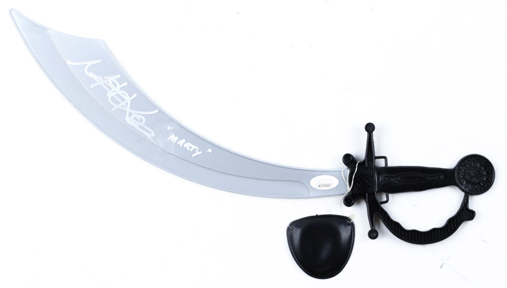 Martin Klebba Signed "Pirates of the Caribbean" Replica Toy Sword With Eyepatch Inscribed "Marty" (JSA) at PristineAuction.com Martin Klebba Signed "Pirates of the Caribbean" Replica Toy Sword With Eyepatch Inscribed "Marty" (JSA) at PristineAuction.com