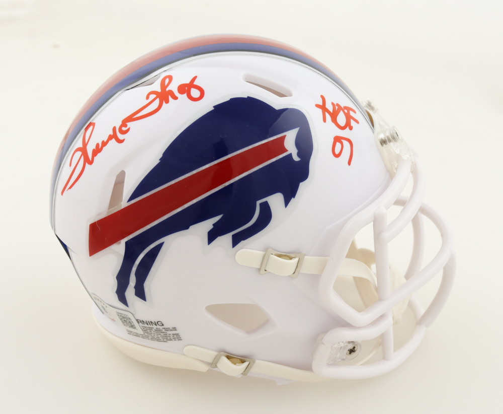 Thurman Thomas Signed Bills Speed Mini Helmet Inscribed "HOF 07 ...