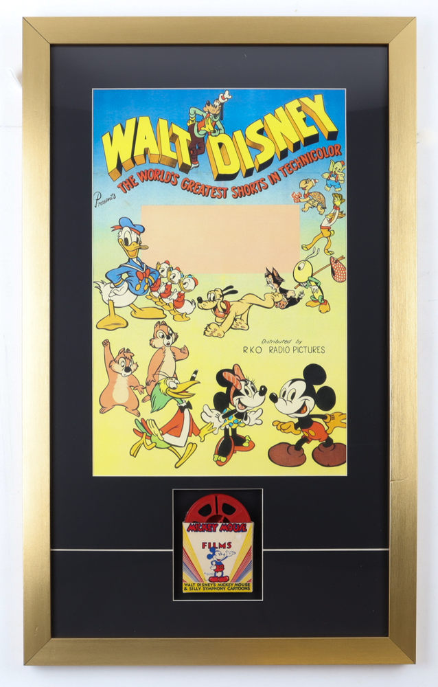 Walt Disney's "The World's Greatest Shorts In Technicolor" Custom Framed Print Display with Vintage 8mm Disney Film Reel at PristineAuction.com