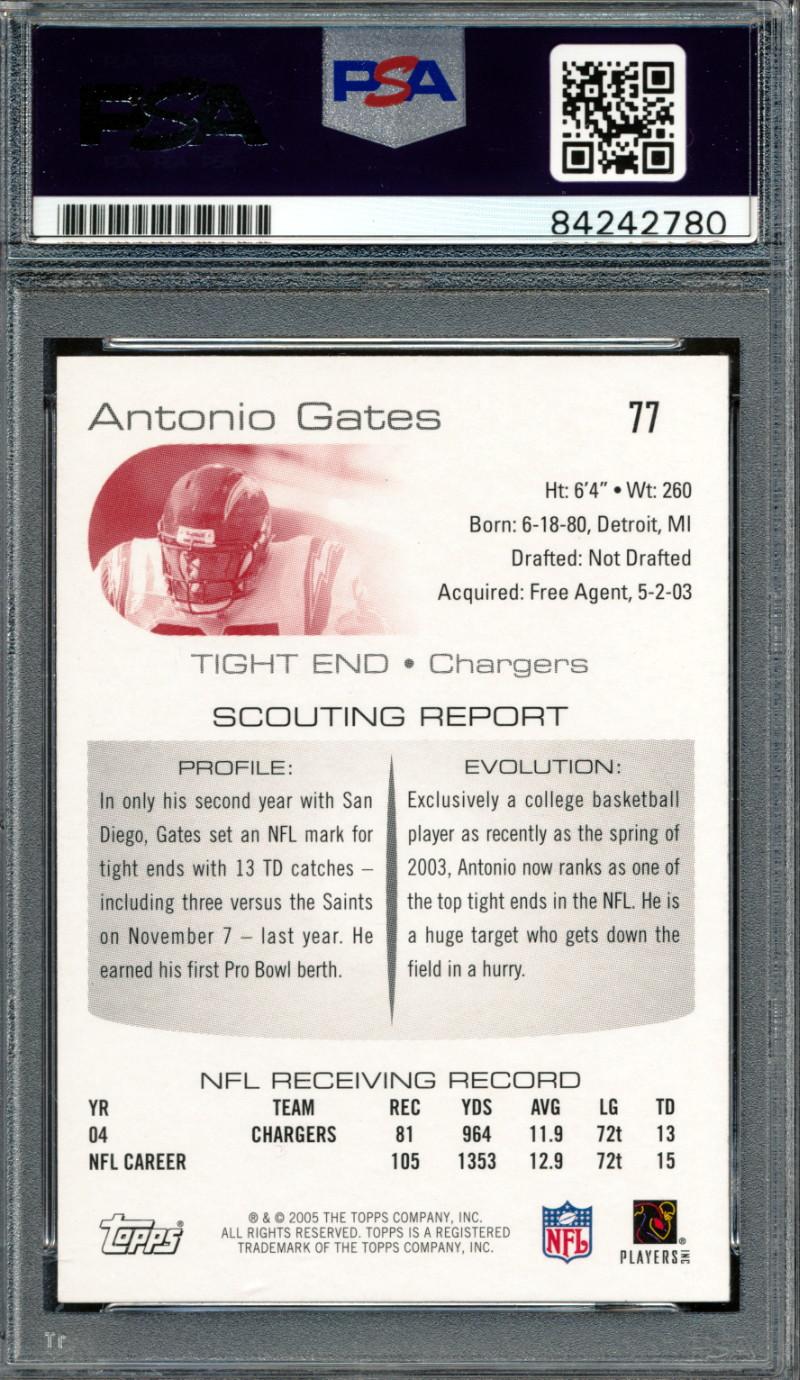 Antonio Gates Signed 2005 Topps Draft Picks and Prospects #77 (PSA) at PristineAuction.com Antonio Gates Signed 2005 Topps Draft Picks and Prospects #77 (PSA) at PristineAuction.com