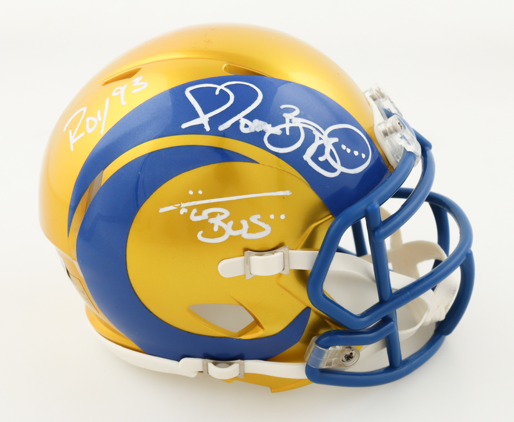 Jerome Bettis Signed Rams Flash Alternate Speed Mini Helmet Inscribed "ROY 93" & "The Bus" (Beckett) at PristineAuction.com Jerome Bettis Signed Rams Flash Alternate Speed Mini Helmet Inscribed "ROY 93" & "The Bus" (Beckett) at PristineAuction.com