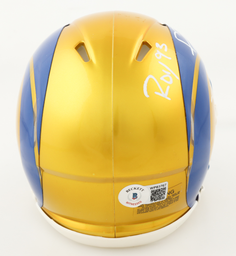 Jerome Bettis Signed Rams Flash Alternate Speed Mini Helmet Inscribed "ROY 93" & "The Bus" (Beckett) at PristineAuction.com Jerome Bettis Signed Rams Flash Alternate Speed Mini Helmet Inscribed "ROY 93" & "The Bus" (Beckett) at PristineAuction.com