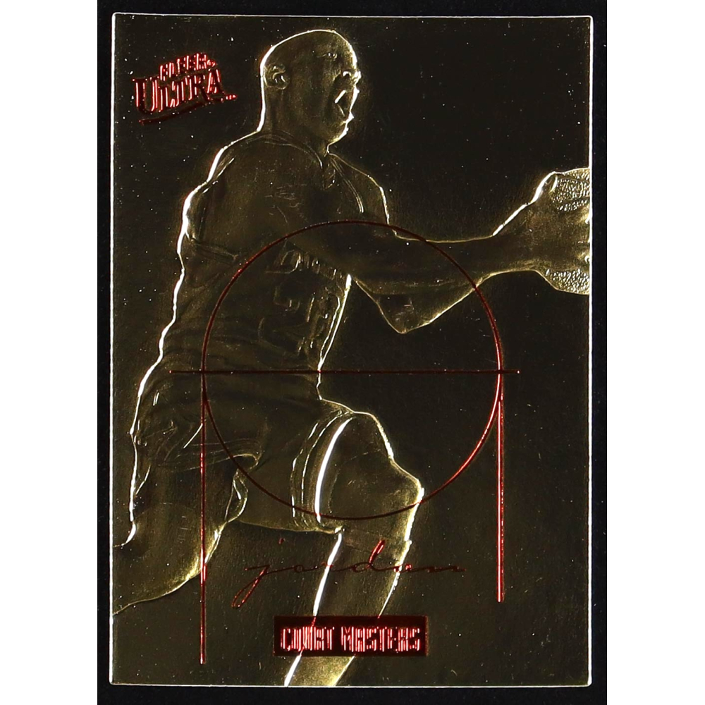 Michael Jordan 1997 Fleer Ultra Court Masters Red 23KT Gold Card at PristineAuction.com