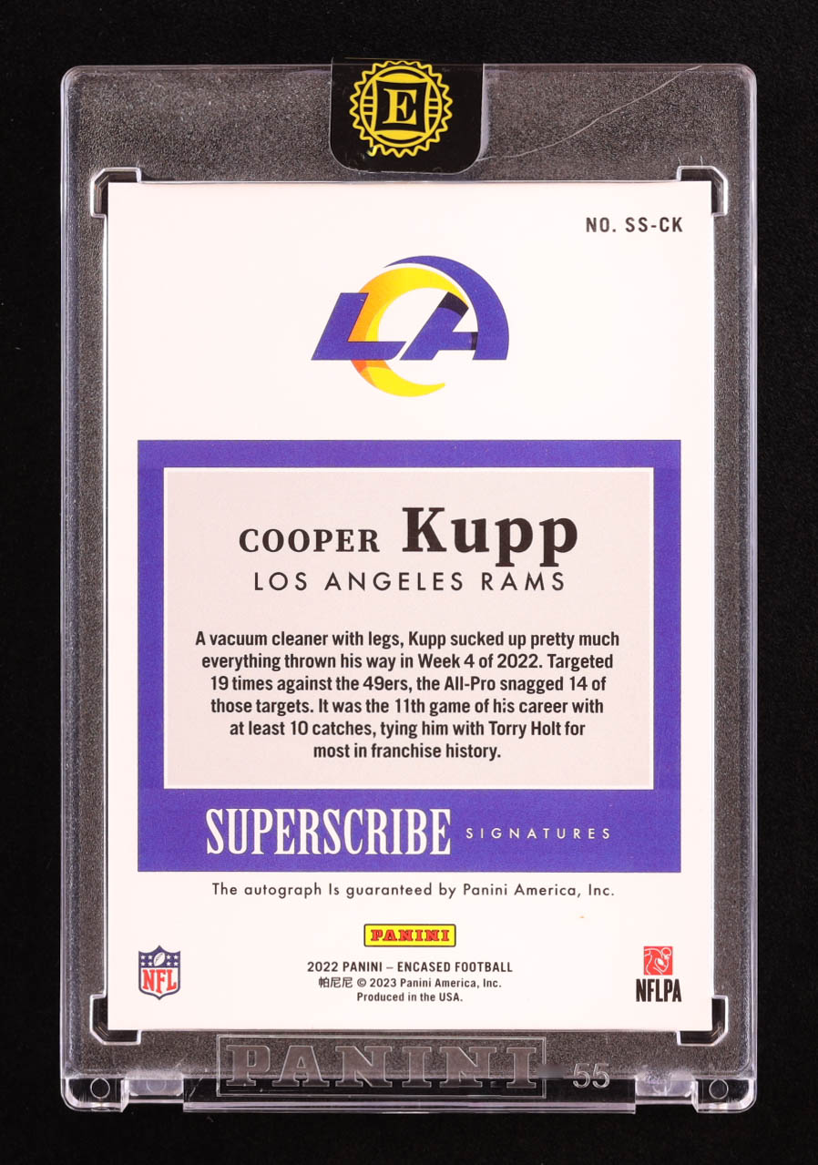Cooper Kupp 2022 Panini Encased Superscribe Signatures Holo Gold #SSCK #1/1 at PristineAuction.com Cooper Kupp 2022 Panini Encased Superscribe Signatures Holo Gold #SSCK #1/1 at PristineAuction.com