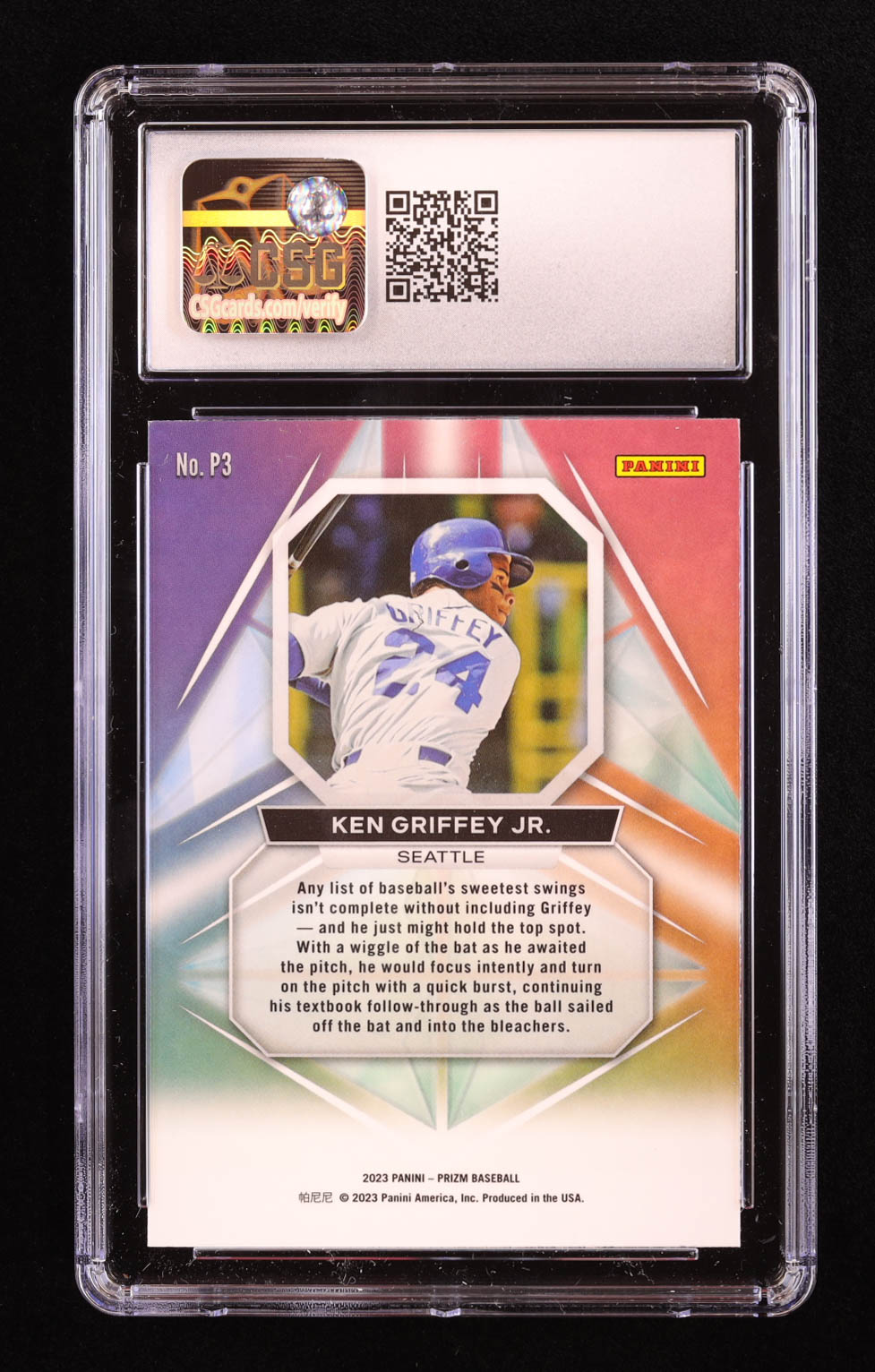 Ken Griffey Jr. 2023 Panini Prizm Prizmatic #3 RC (CGC 10) at PristineAuction.com Ken Griffey Jr. 2023 Panini Prizm Prizmatic #3 RC (CGC 10) at PristineAuction.com