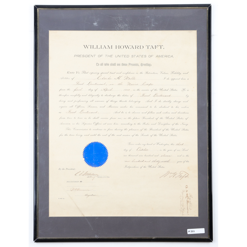 William Howard Taft Signed Custom Framed Document Display (JSA ...