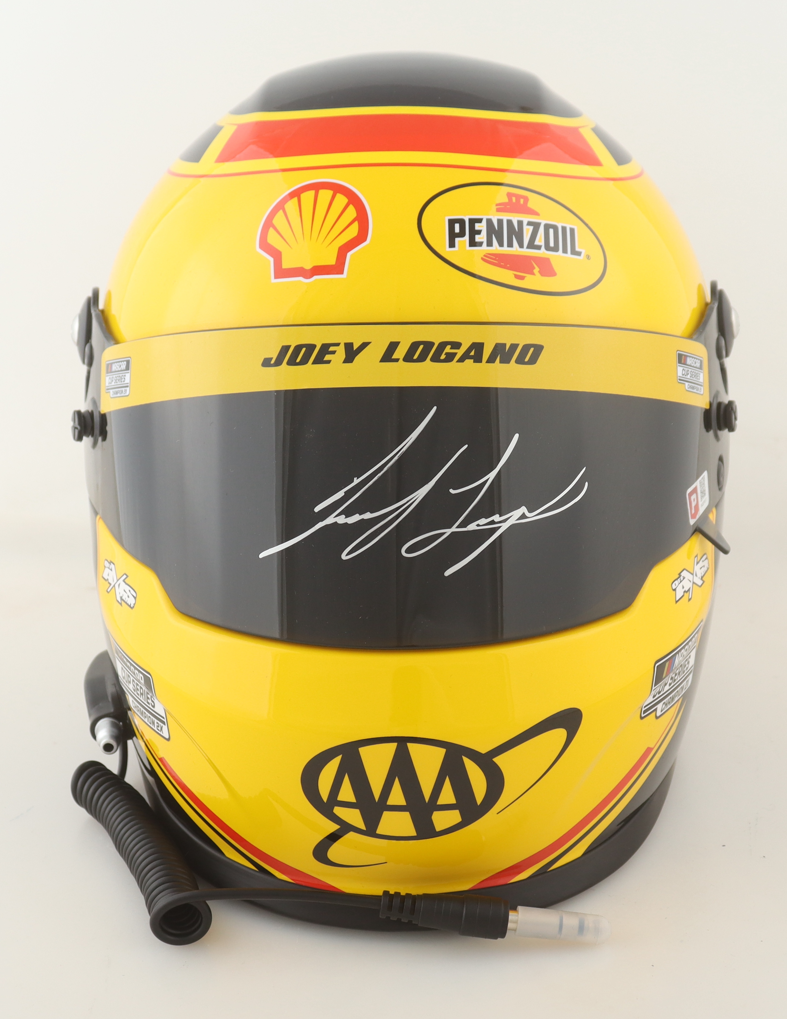 Joey Logano Signed NASCAR Pennzoil Championship Cup Full-Size Helmet (PA) at PristineAuction.com Joey Logano Signed NASCAR Pennzoil Championship Cup Full-Size Helmet (PA) at PristineAuction.com