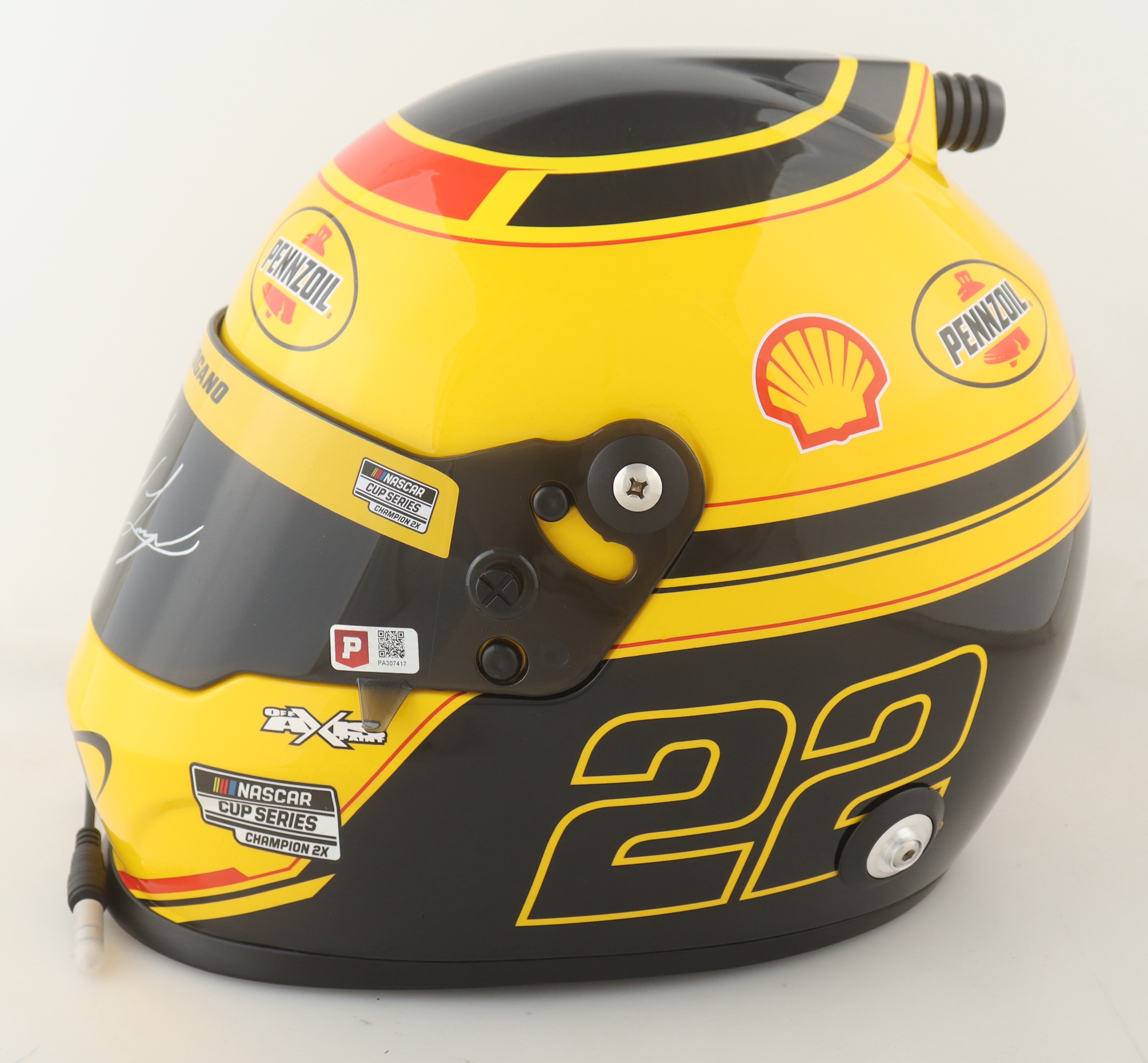 Joey Logano Signed NASCAR Pennzoil Championship Cup Full-Size Helmet (PA) at PristineAuction.com Joey Logano Signed NASCAR Pennzoil Championship Cup Full-Size Helmet (PA) at PristineAuction.com