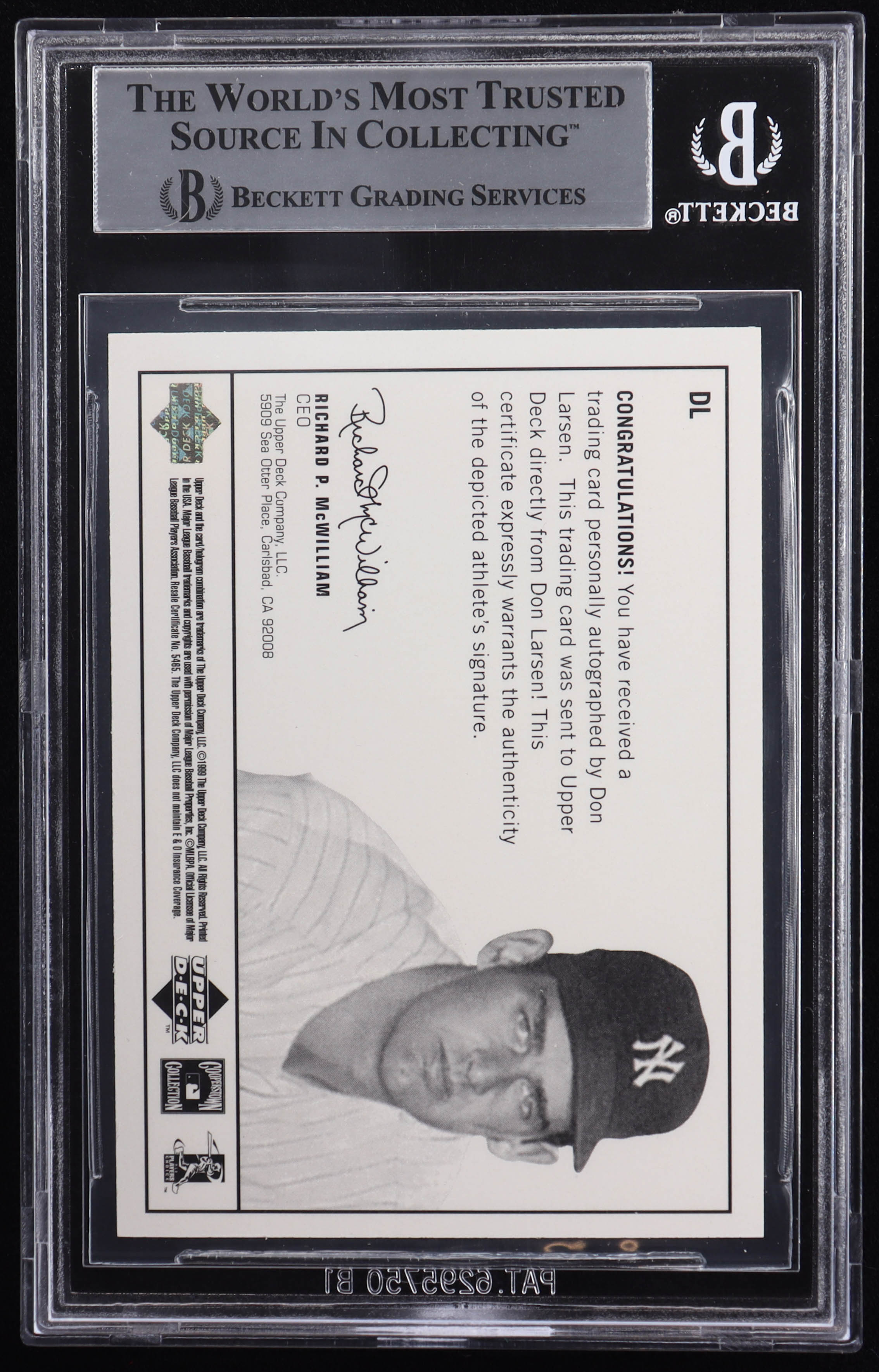 Don Larsen 1999 UD Century Legends Epic Signatures #DL (BGS Authentic) at PristineAuction.com Don Larsen 1999 UD Century Legends Epic Signatures #DL (BGS Authentic) at PristineAuction.com