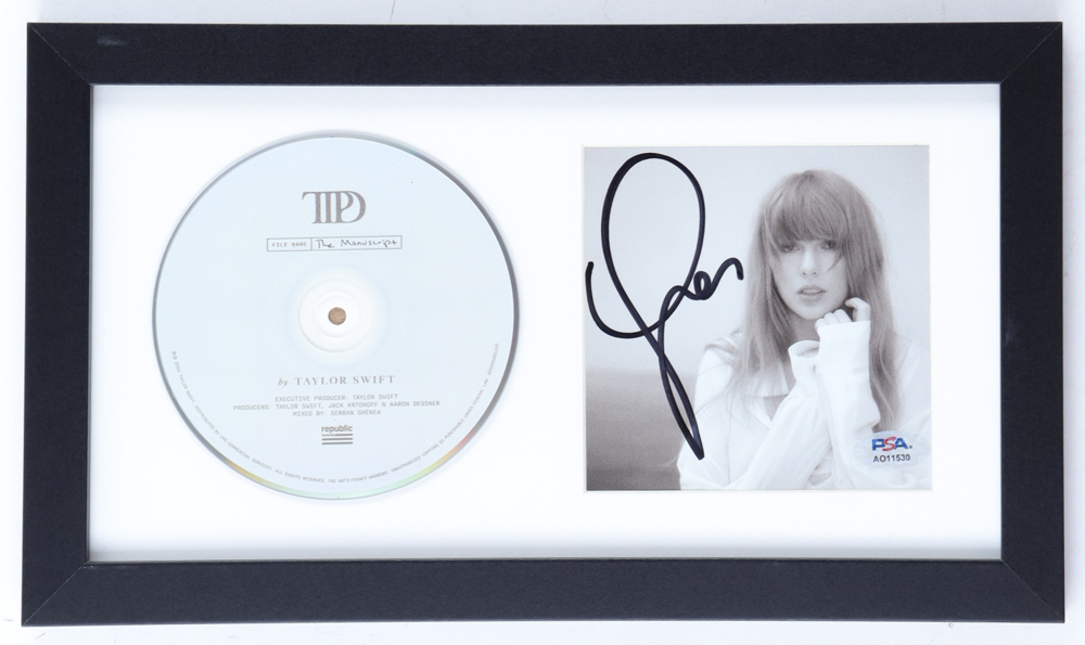 Taylor Swift Signed Custom Framed "The Tortured Poets Department" CD Album Cover Display With Disc (PSA) at PristineAuction.com Taylor Swift Signed Custom Framed "The Tortured Poets Department" CD Album Cover Display With Disc (PSA) at PristineAuction.com