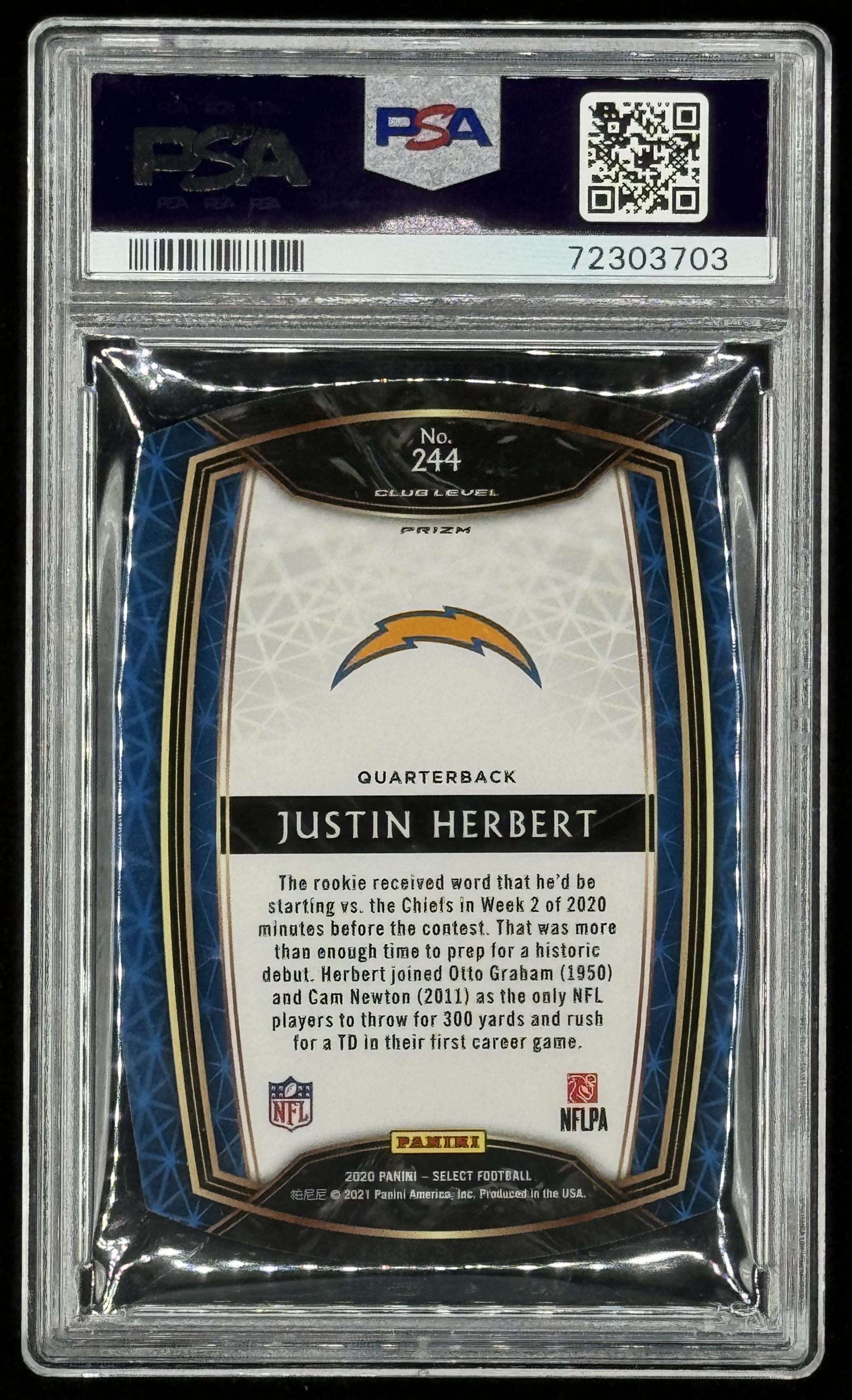 Justin Herbert 2020 Select Prizm Maroon Die Cut #244 RC (PSA 10) at PristineAuction.com Justin Herbert 2020 Select Prizm Maroon Die Cut #244 RC (PSA 10) at PristineAuction.com
