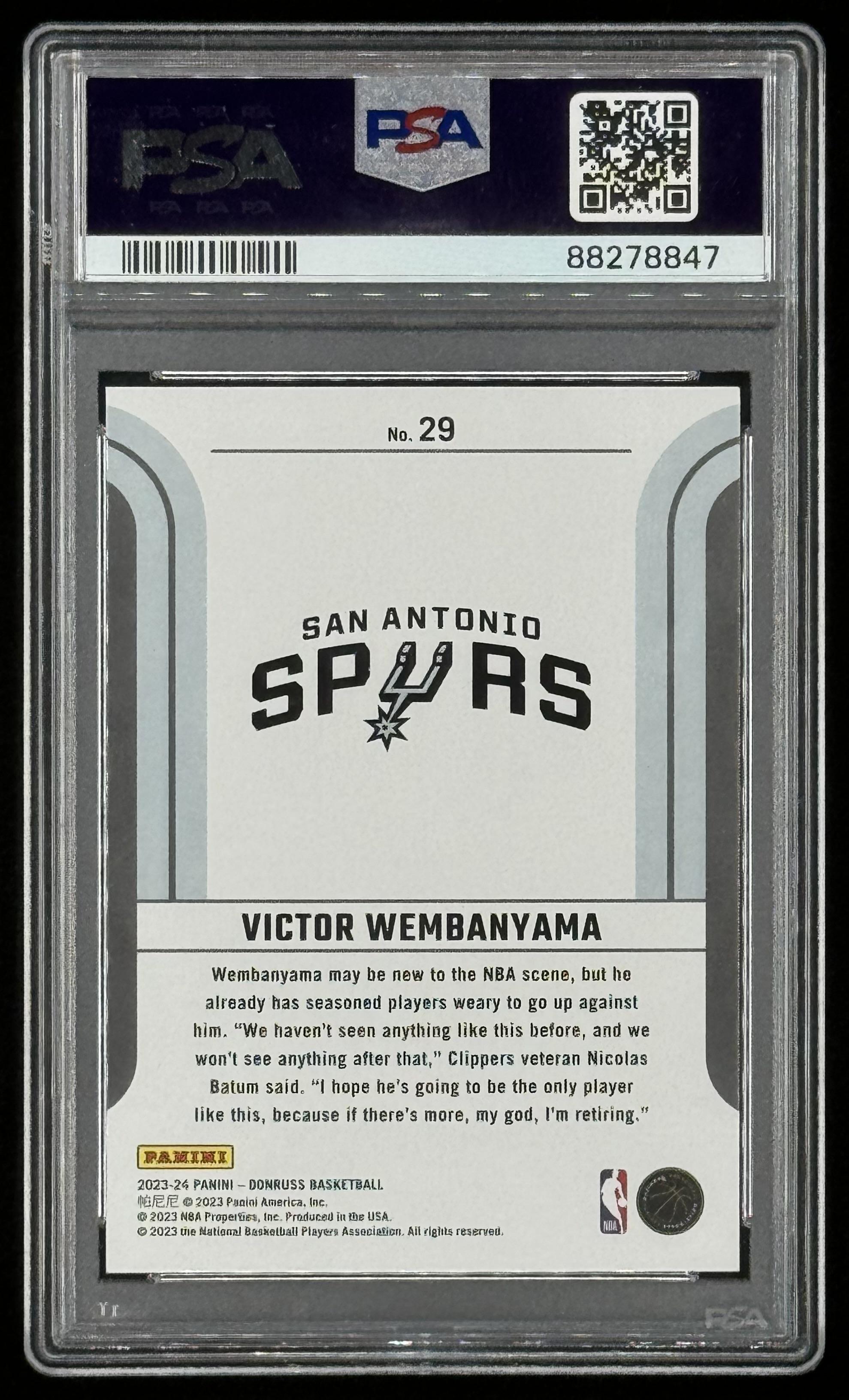 Victor Wembanyama 2023-24 Donruss Franchise Features #29 RC (PSA 9) at PristineAuction.com Victor Wembanyama 2023-24 Donruss Franchise Features #29 RC (PSA 9) at PristineAuction.com