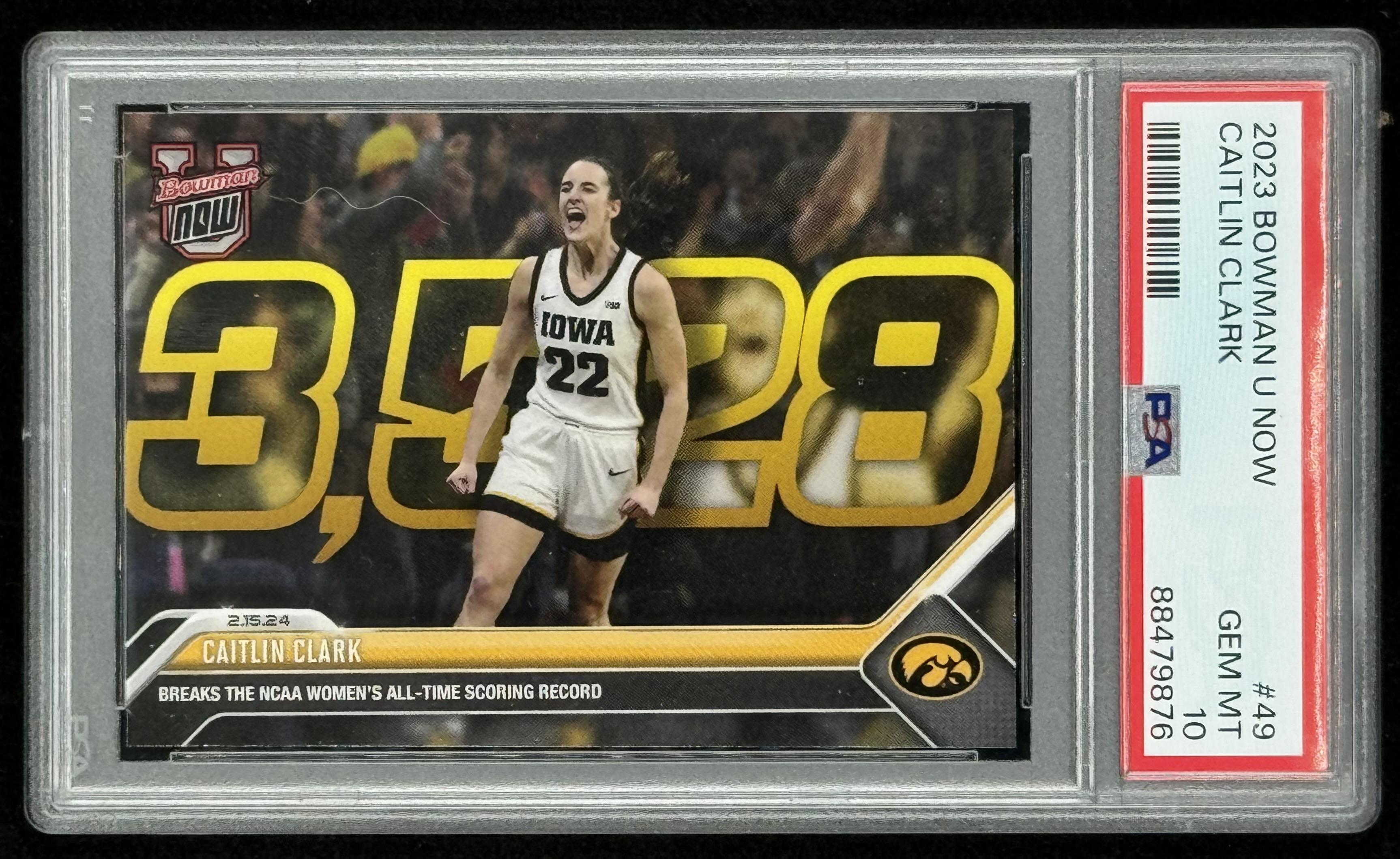 Caitlin Clark 2023-24 Bowman University Now #49 RC (PSA 10) at PristineAuction.com Caitlin Clark 2023-24 Bowman University Now #49 RC (PSA 10) at PristineAuction.com