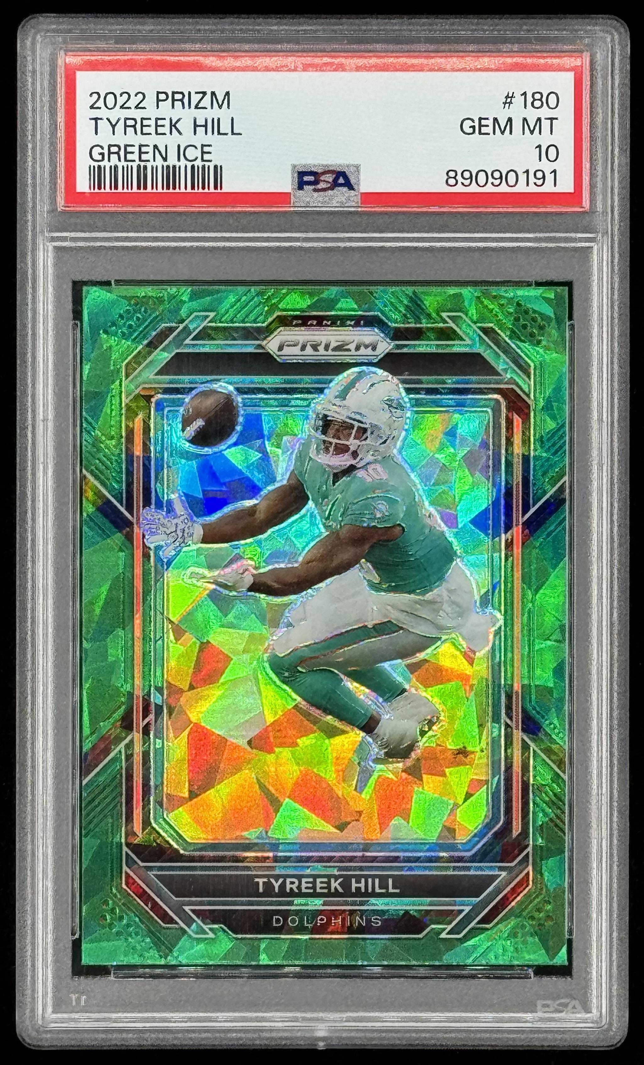 Tyreek Hill 2022 Panini Prizm Prizms Green Ice #180 (PSA 10) at PristineAuction.com Tyreek Hill 2022 Panini Prizm Prizms Green Ice #180 (PSA 10) at PristineAuction.com