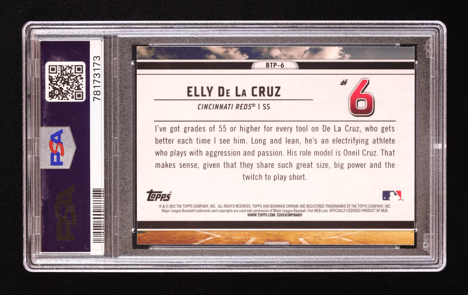 Elly De La Cruz 2023 Bowman Chrome Scouts Top 100 #BTP6 RC (PSA 10) at PristineAuction.com Elly De La Cruz 2023 Bowman Chrome Scouts Top 100 #BTP6 RC (PSA 10) at PristineAuction.com