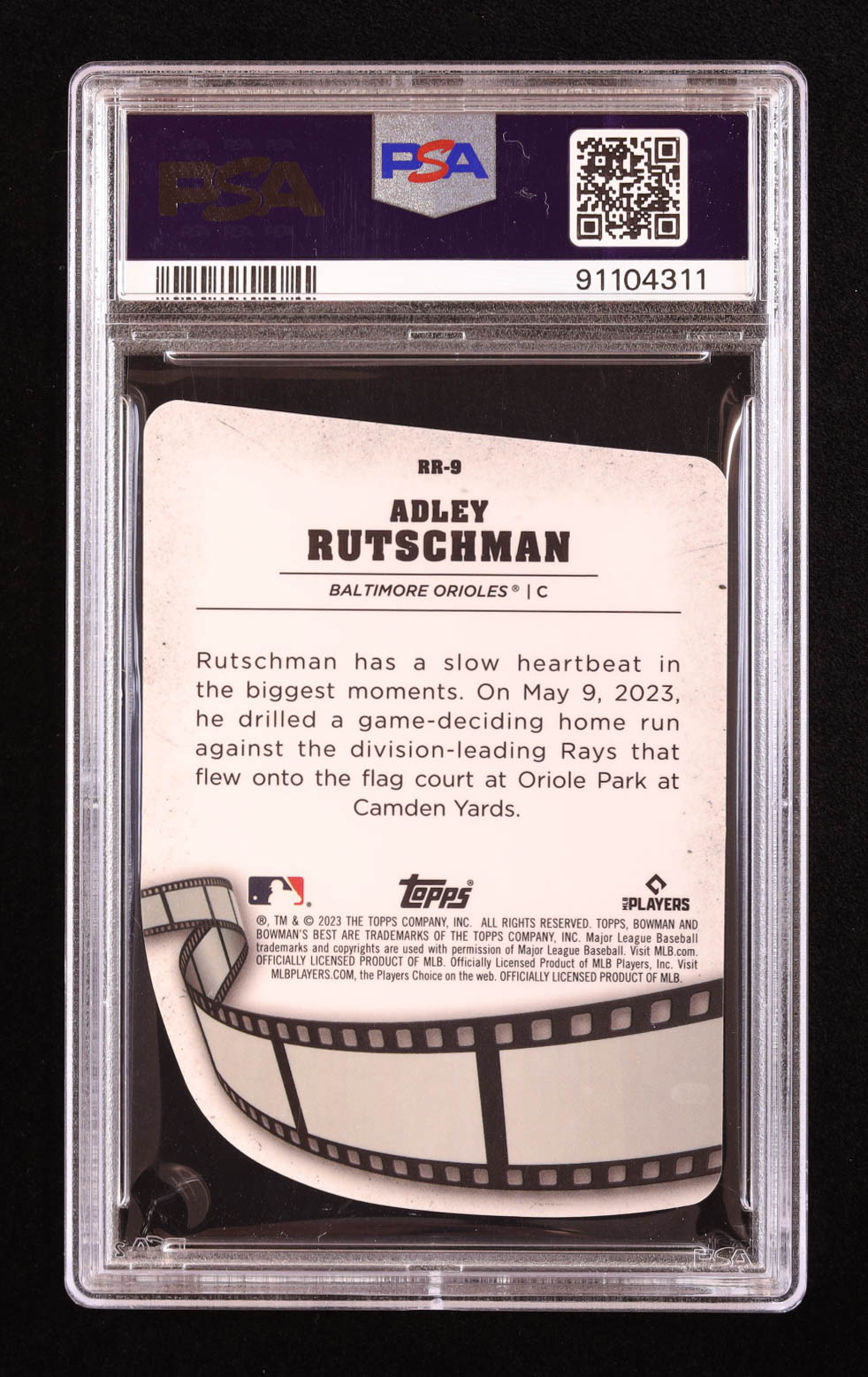 Adley Rutschman 2023 Bowman's Best Reel to Reel Die Cut Mini Diamond Refractors #RR9 RC (PSA 10) at PristineAuction.com Adley Rutschman 2023 Bowman's Best Reel to Reel Die Cut Mini Diamond Refractors #RR9 RC (PSA 10) at PristineAuction.com