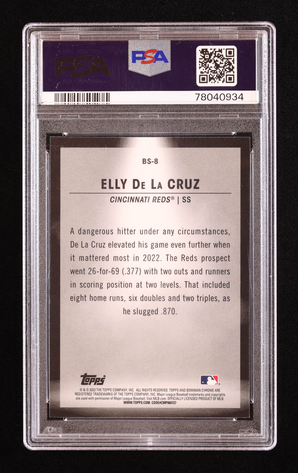 Elly De La Cruz 2023 Bowman Chrome Bowman Spotlights #BS8 (PSA 10) at PristineAuction.com Elly De La Cruz 2023 Bowman Chrome Bowman Spotlights #BS8 (PSA 10) at PristineAuction.com