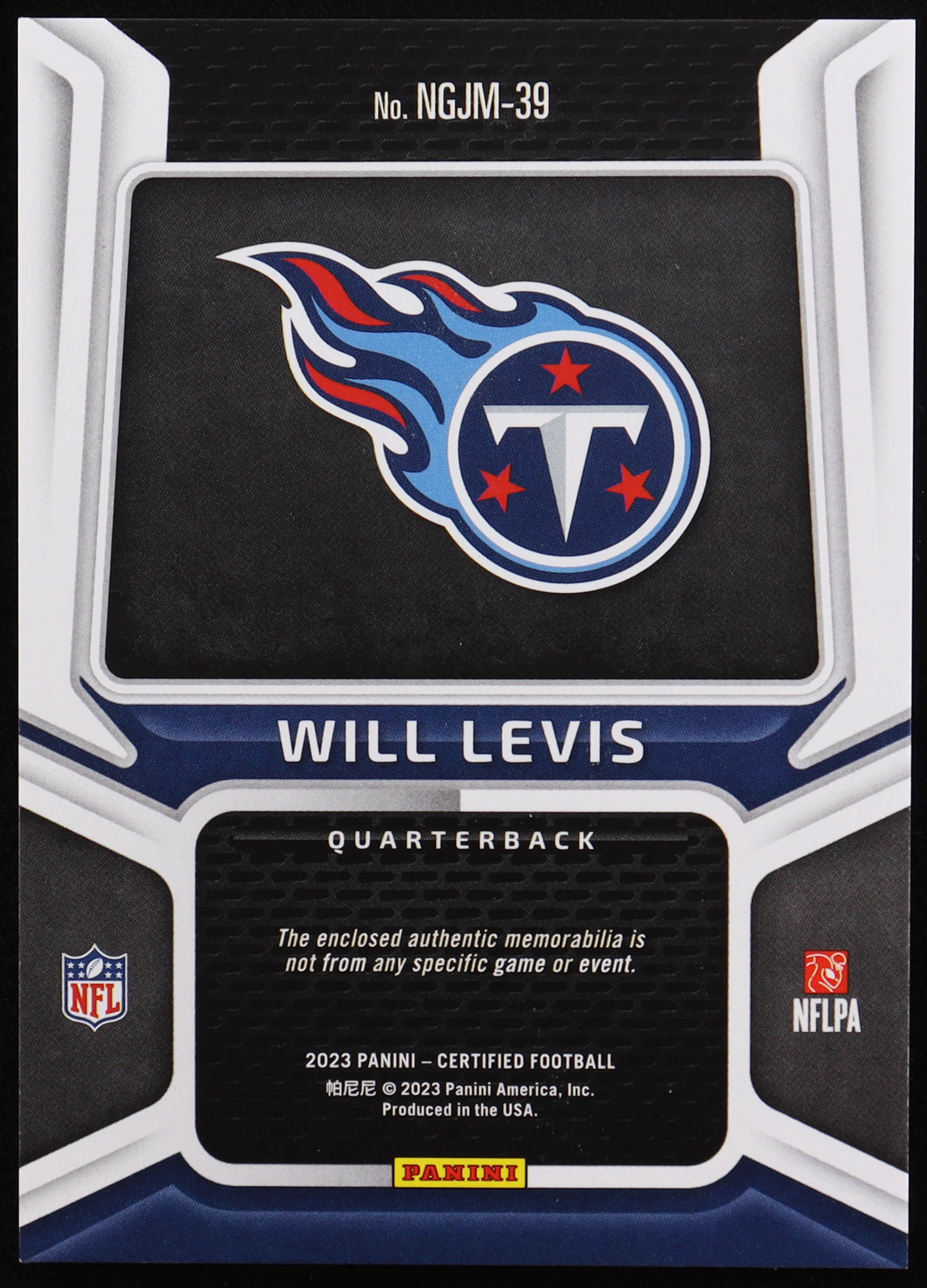 Will Levis 2023 Panini Certified New Generation Jerseys Mirror Pink #39 RC #020/299 at PristineAuction.com Will Levis 2023 Panini Certified New Generation Jerseys Mirror Pink #39 RC #020/299 at PristineAuction.com