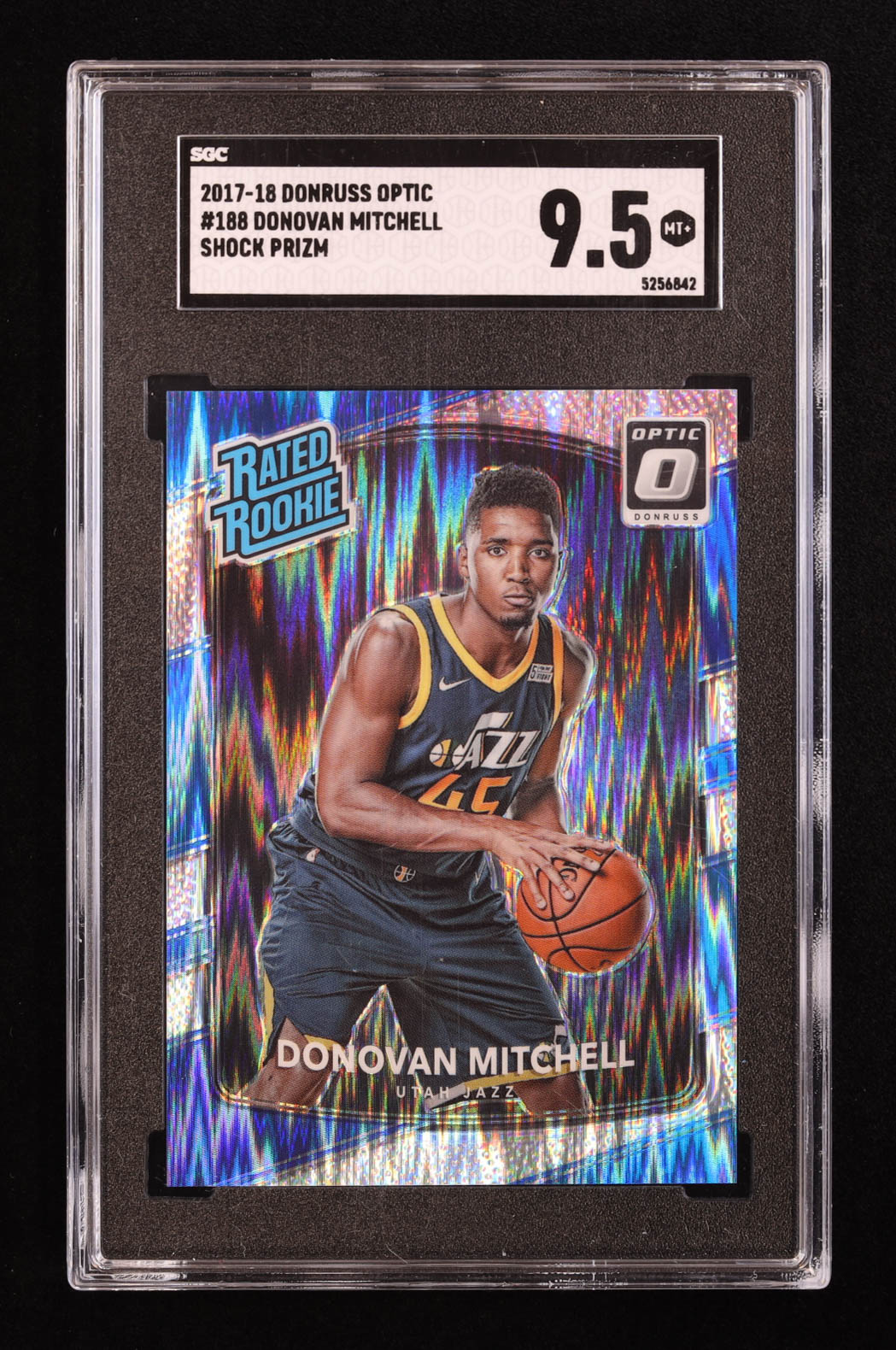 Donovan Mitchell 2017-18 Donruss Optic Shock #188 RR RC (SGC 9.5) at PristineAuction.com Donovan Mitchell 2017-18 Donruss Optic Shock #188 RR RC (SGC 9.5) at PristineAuction.com
