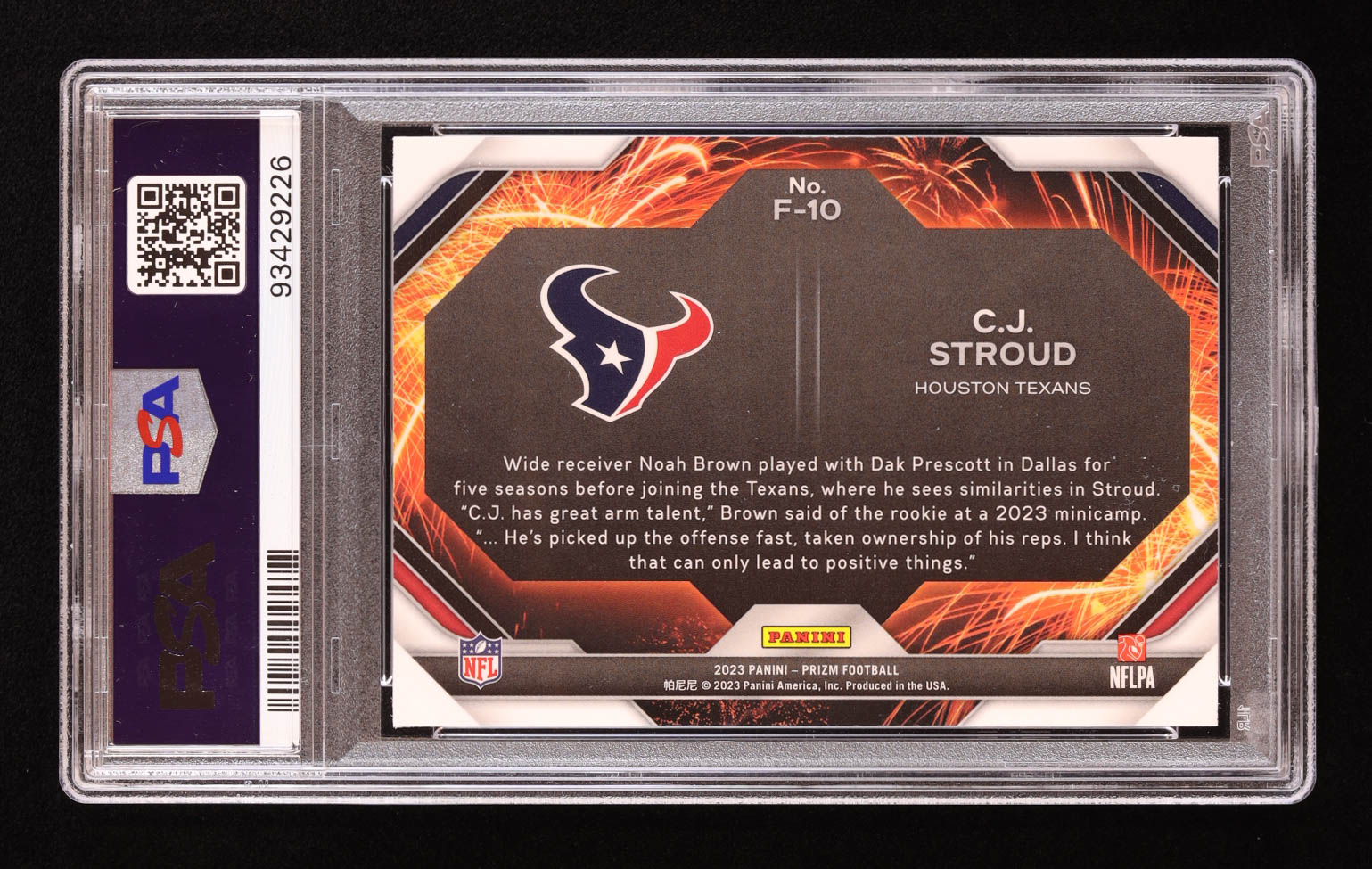 CJ Stroud 2023 Panini Prizm Fireworks #10 RC (PSA 10) at PristineAuction.com CJ Stroud 2023 Panini Prizm Fireworks #10 RC (PSA 10) at PristineAuction.com