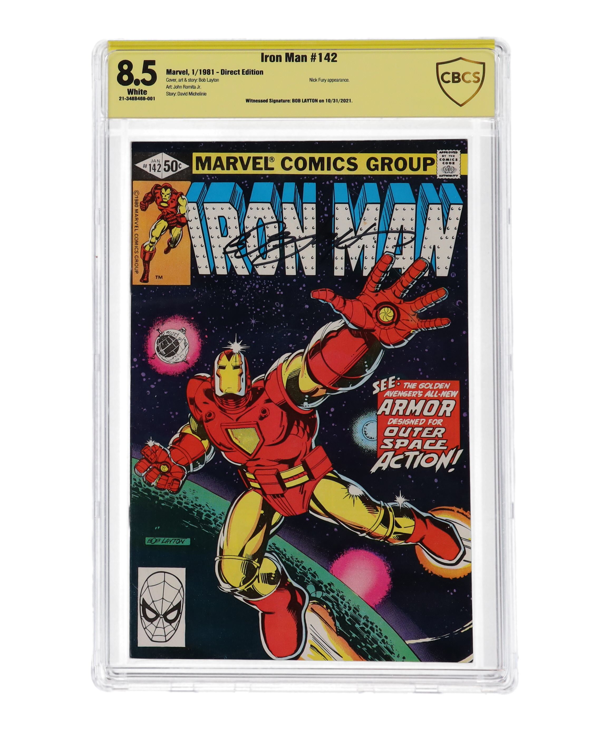 Bob Layton Signed 1981 "Iron Man" Issue #142 Marvel Comic Book (CBCS 8.5) at PristineAuction.com Bob Layton Signed 1981 "Iron Man" Issue #142 Marvel Comic Book (CBCS 8.5) at PristineAuction.com