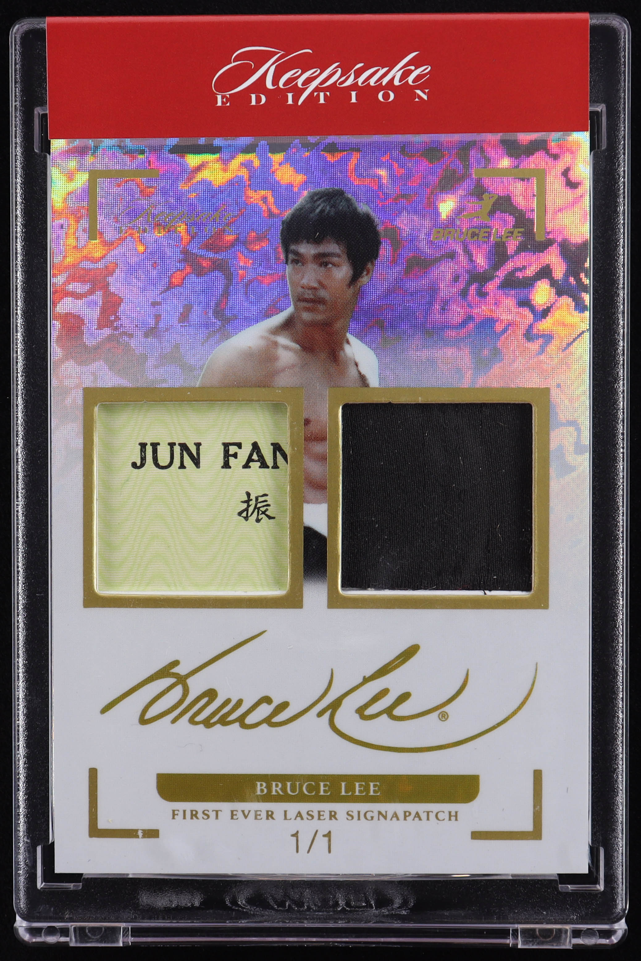 Bruce Lee 2024 Keepsake Bruce Lee 50th Anniversary Edition Laser Signapatch Silver Lava #122 #1/1 at PristineAuction.com Bruce Lee 2024 Keepsake Bruce Lee 50th Anniversary Edition Laser Signapatch Silver Lava #122 #1/1 at PristineAuction.com