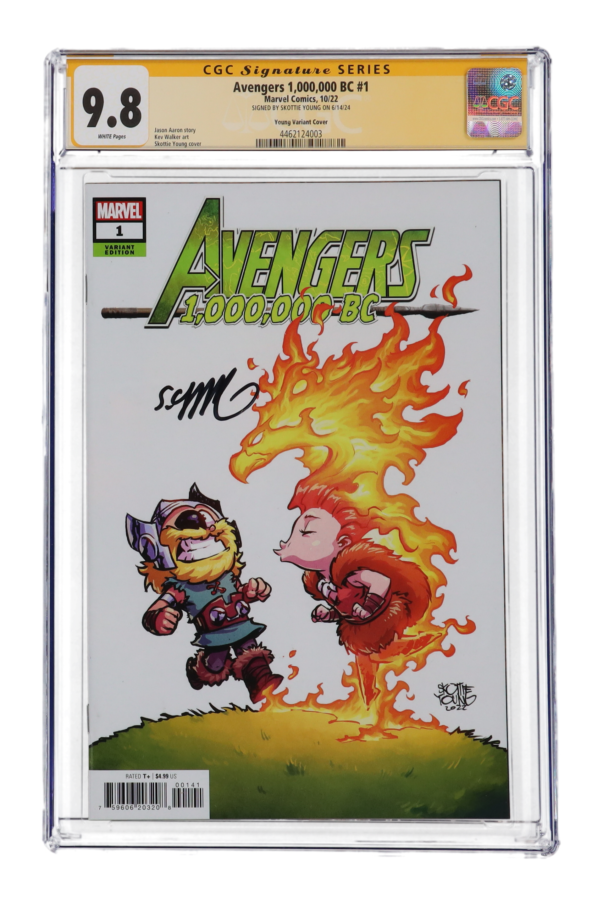 Skottie Young Signed 2022 "Avengers 1,000,000 BC" Issue #1 Marvel Comic Book (CGC 9.8) at PristineAuction.com Skottie Young Signed 2022 "Avengers 1,000,000 BC" Issue #1 Marvel Comic Book (CGC 9.8) at PristineAuction.com