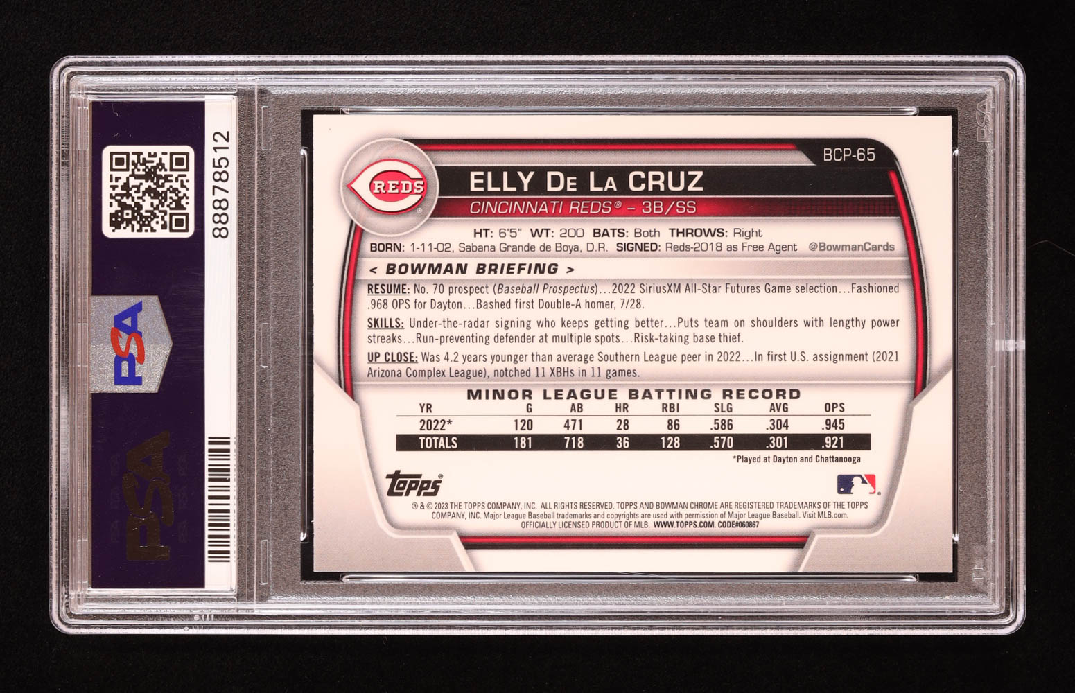 Elly De La Cruz 2023 Bowman Chrome Mega Box Prospects #BCP65 RC (PSA 10) at PristineAuction.com Elly De La Cruz 2023 Bowman Chrome Mega Box Prospects #BCP65 RC (PSA 10) at PristineAuction.com