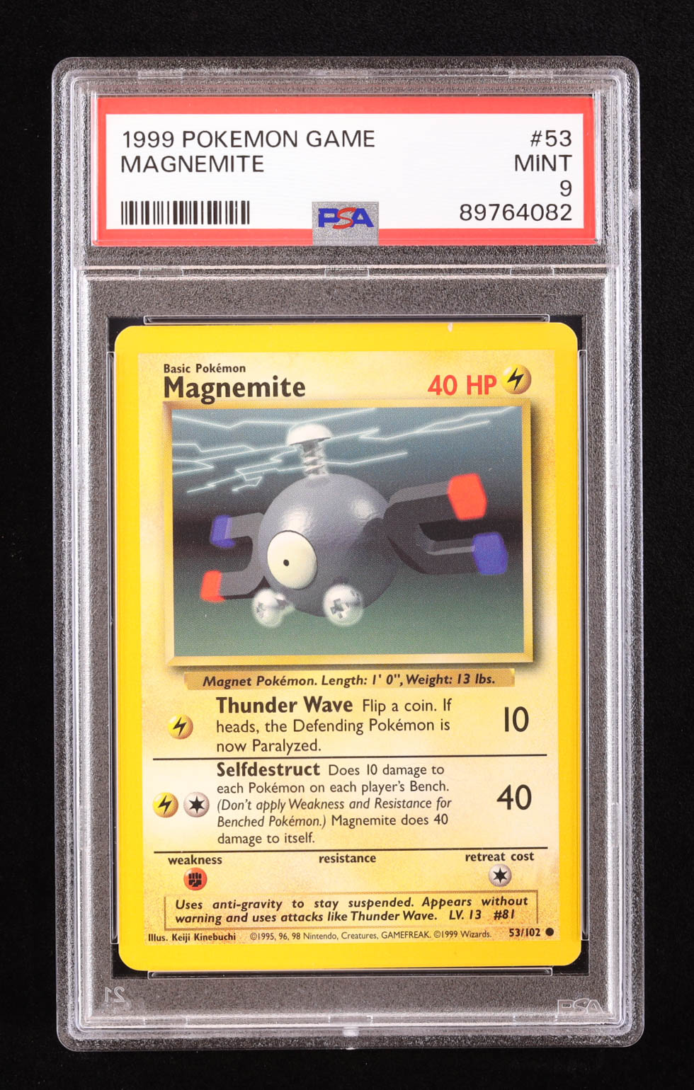 Magnemite Pokemon 1999 Base Unlimited #53 (PSA 9) at PristineAuction.com Magnemite Pokemon 1999 Base Unlimited #53 (PSA 9) at PristineAuction.com