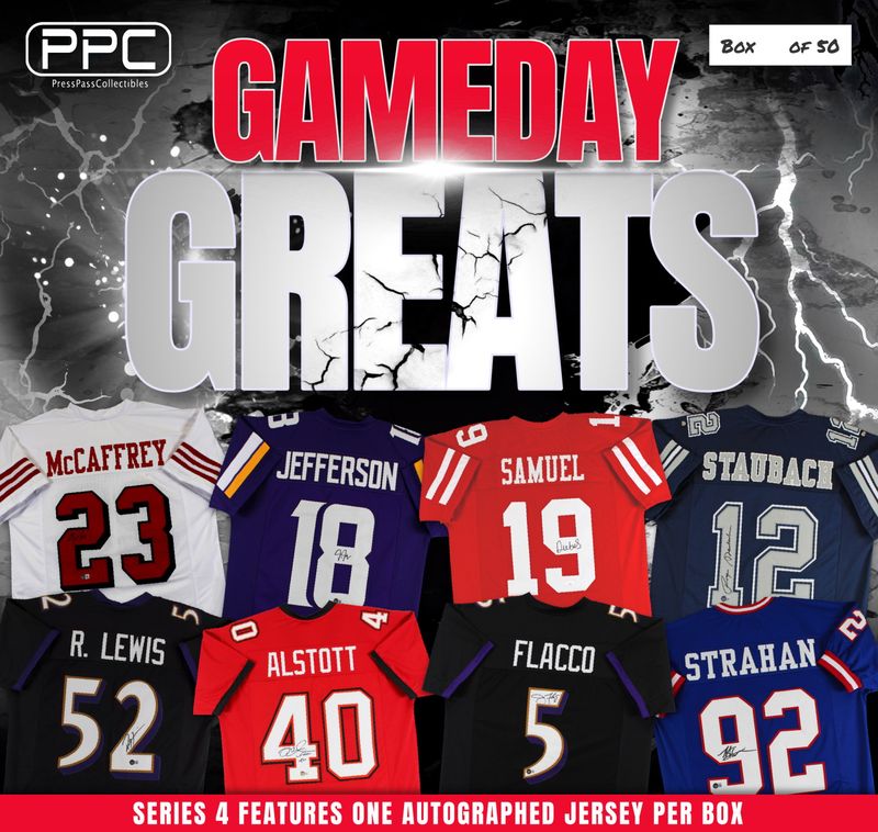 Press Pass Collectibles 2024 Gameday Greats Football Jersey Mystery Box – Series 4 (Limited to 50) at PristineAuction.com Press Pass Collectibles 2024 Gameday Greats Football Jersey Mystery Box – Series 4 (Limited to 50) at PristineAuction.com